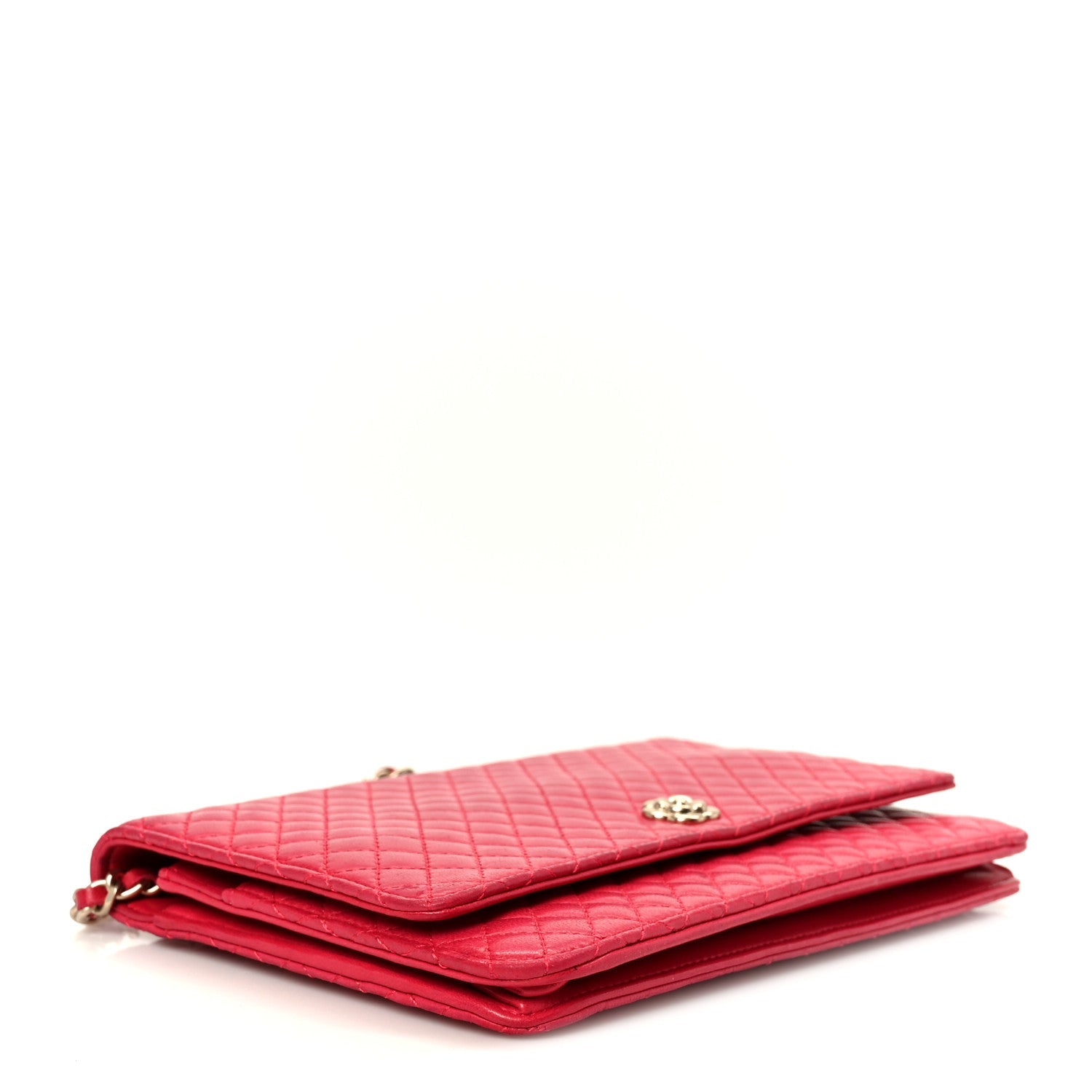 Lambskin Micro Quilted Wallet On Chain WOC Fuchsia