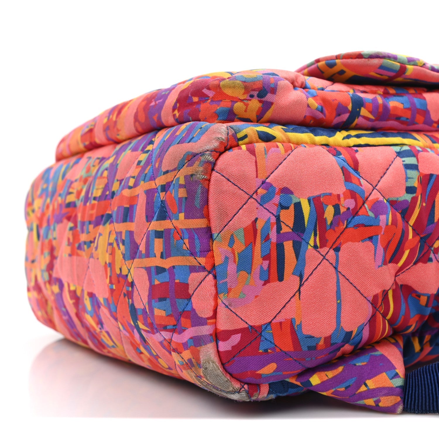 Foulard Fabric Quilted Printed Backpack Pink