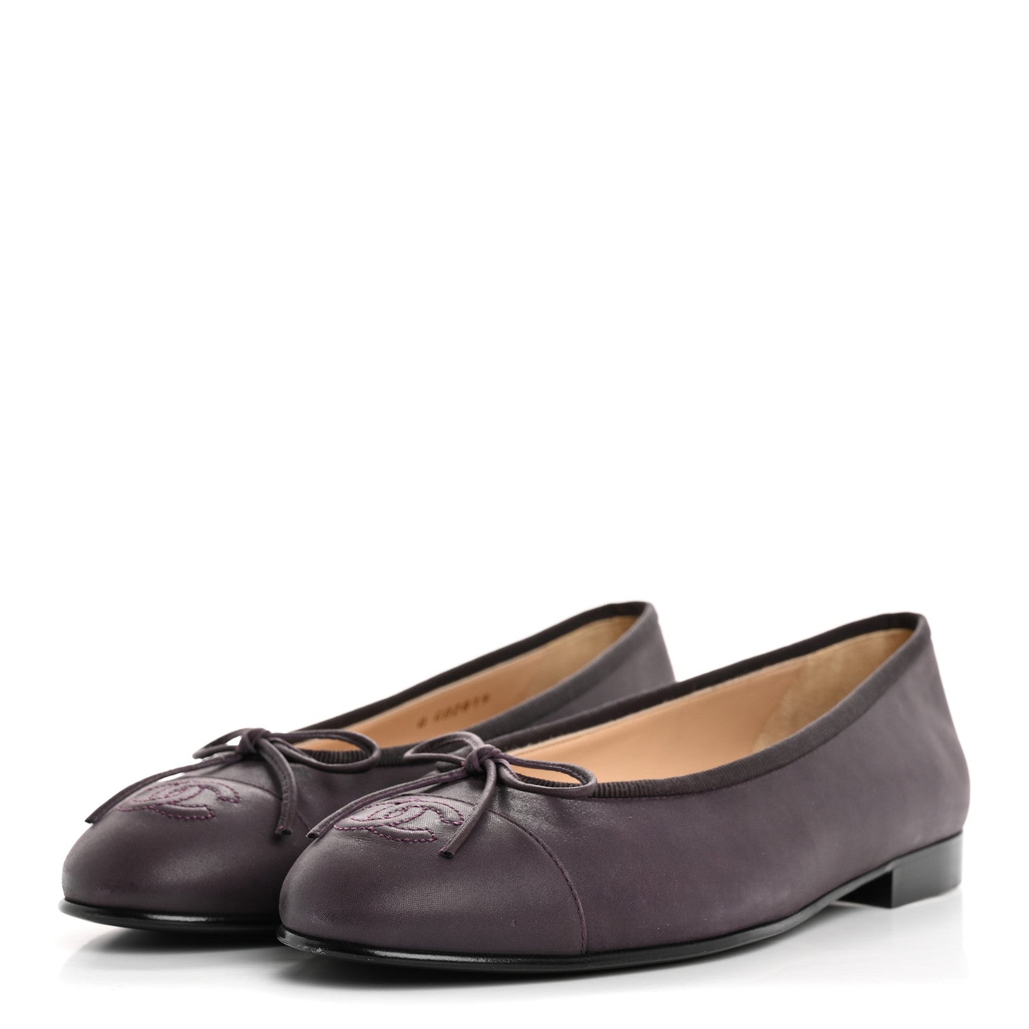 Lambskin Cap Toe Ballerina Flats 37 Purple