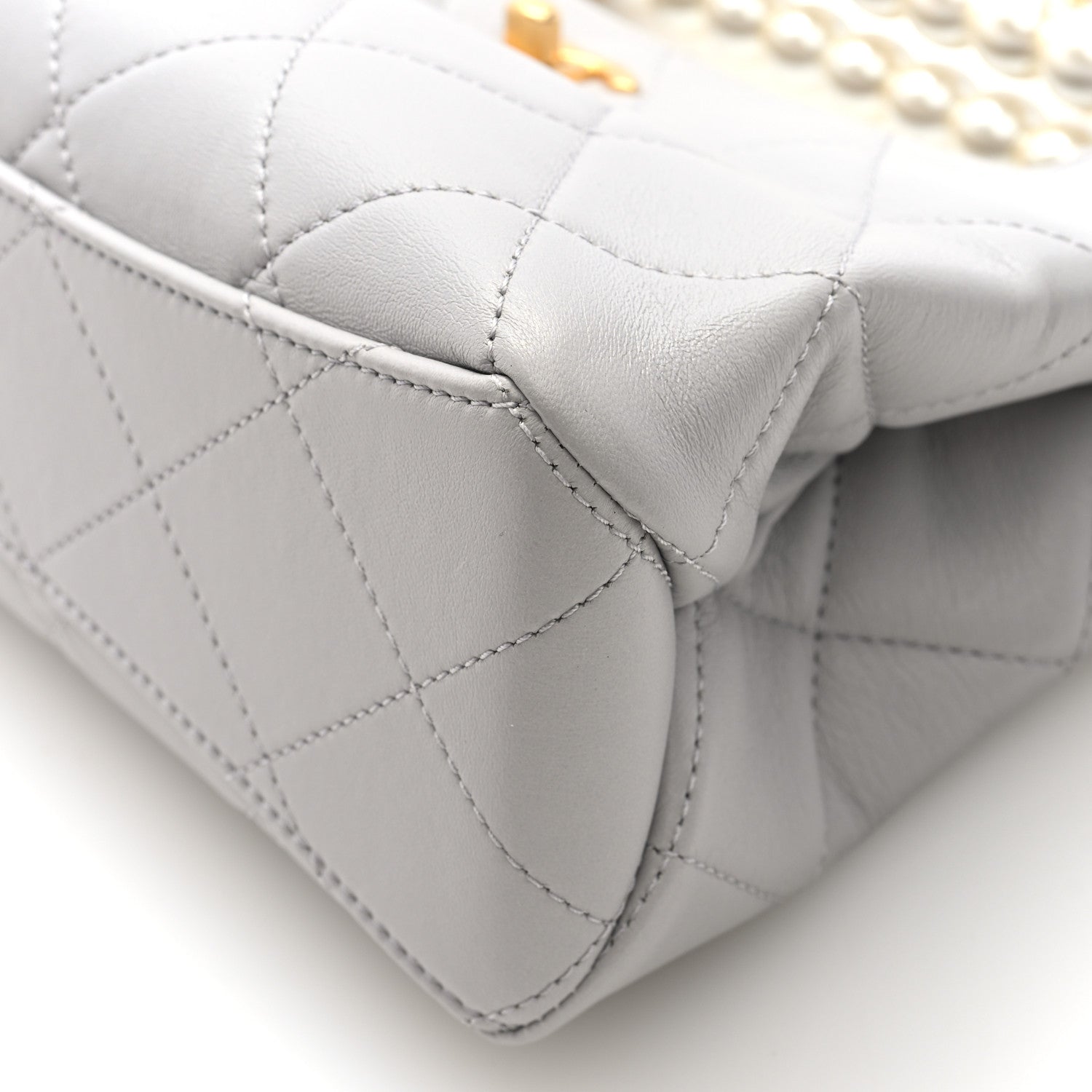 Calfskin Pearl Small Shopping Bag Grey