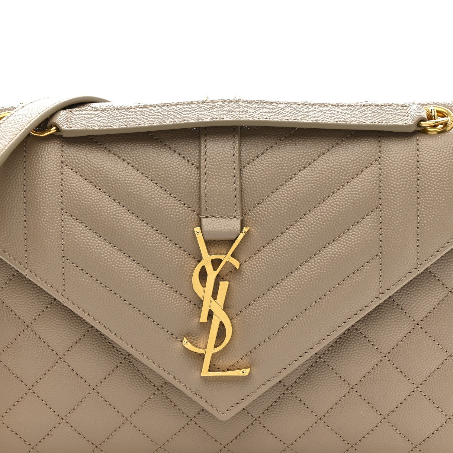 Grain De Poudre Textured Mixed Matelasse Medium Triquilt Monogram Satchel Dark Beige