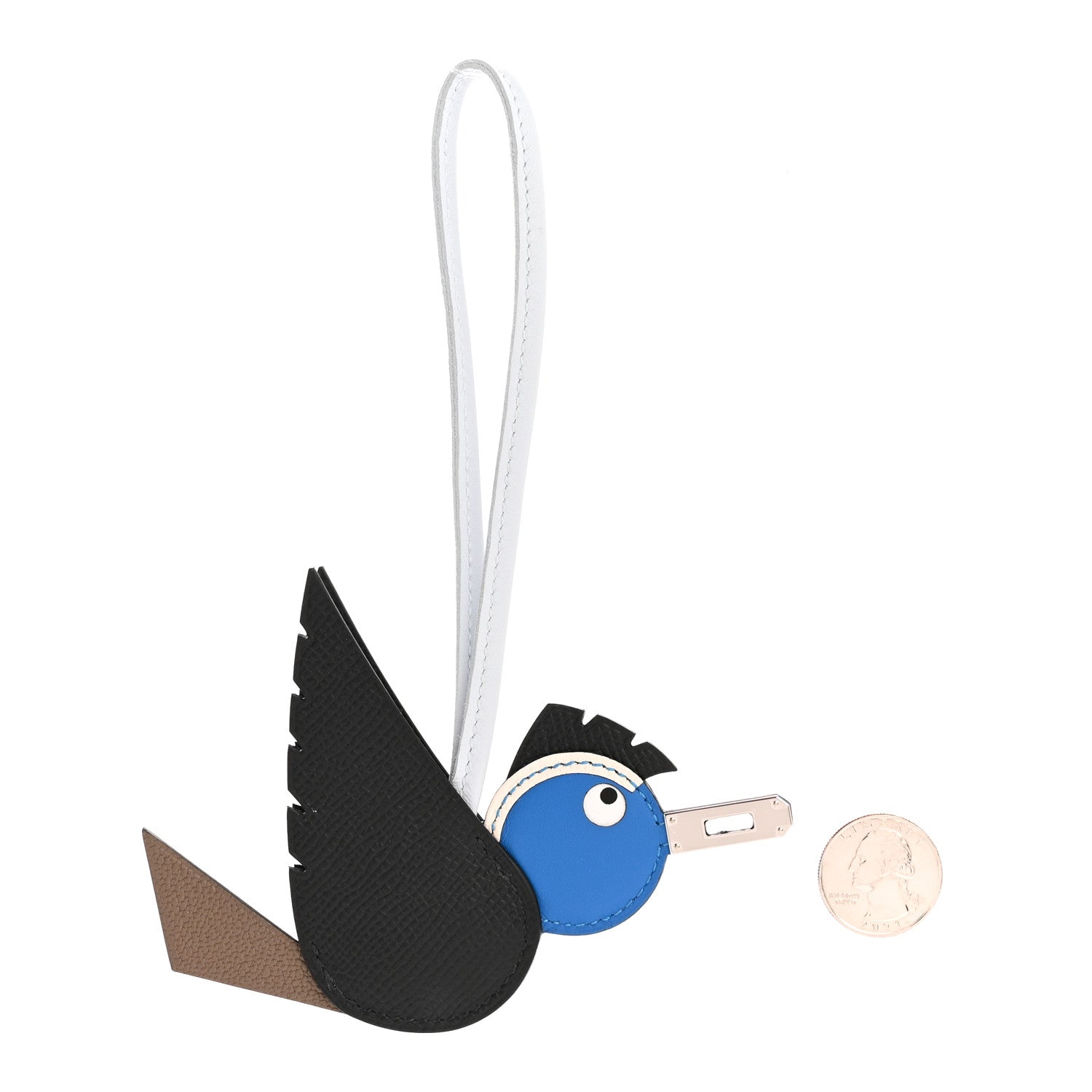 Epsom Swift Chevre Mysore Birdy Bag Charm Black Etoupe Bleu Hydra Bleu Brume
