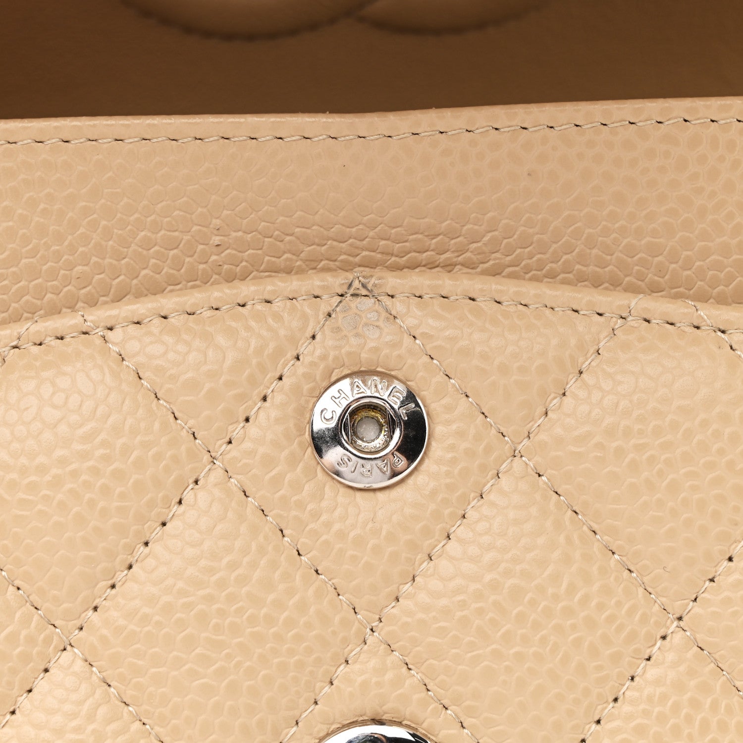 Caviar Quilted Small Double Flap Beige
