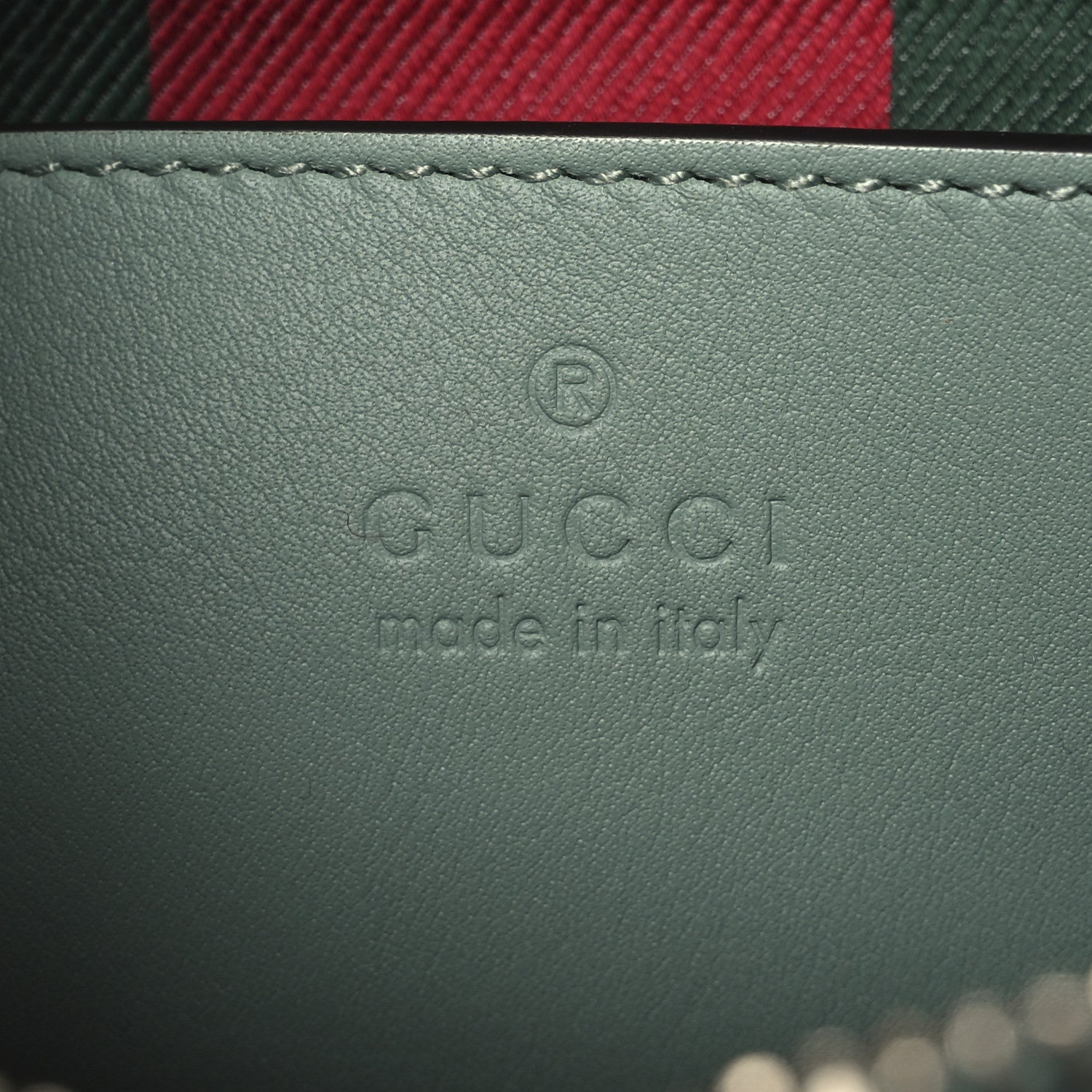 GG Supreme Monogram Textured Calfskin Small Emblem Shoulder Bag Sage Green