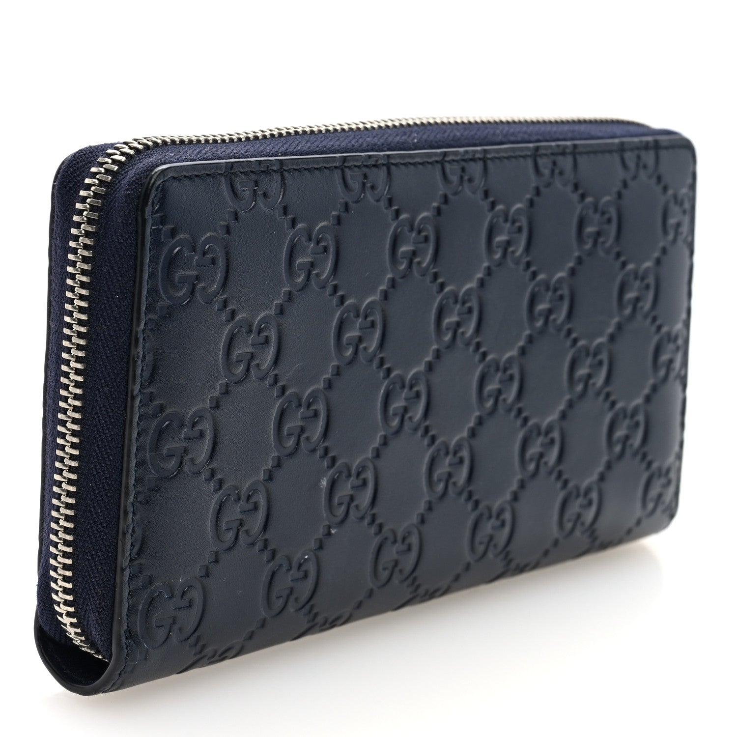 Guccissima Signature Dorian Zip Around Wallet Blue
