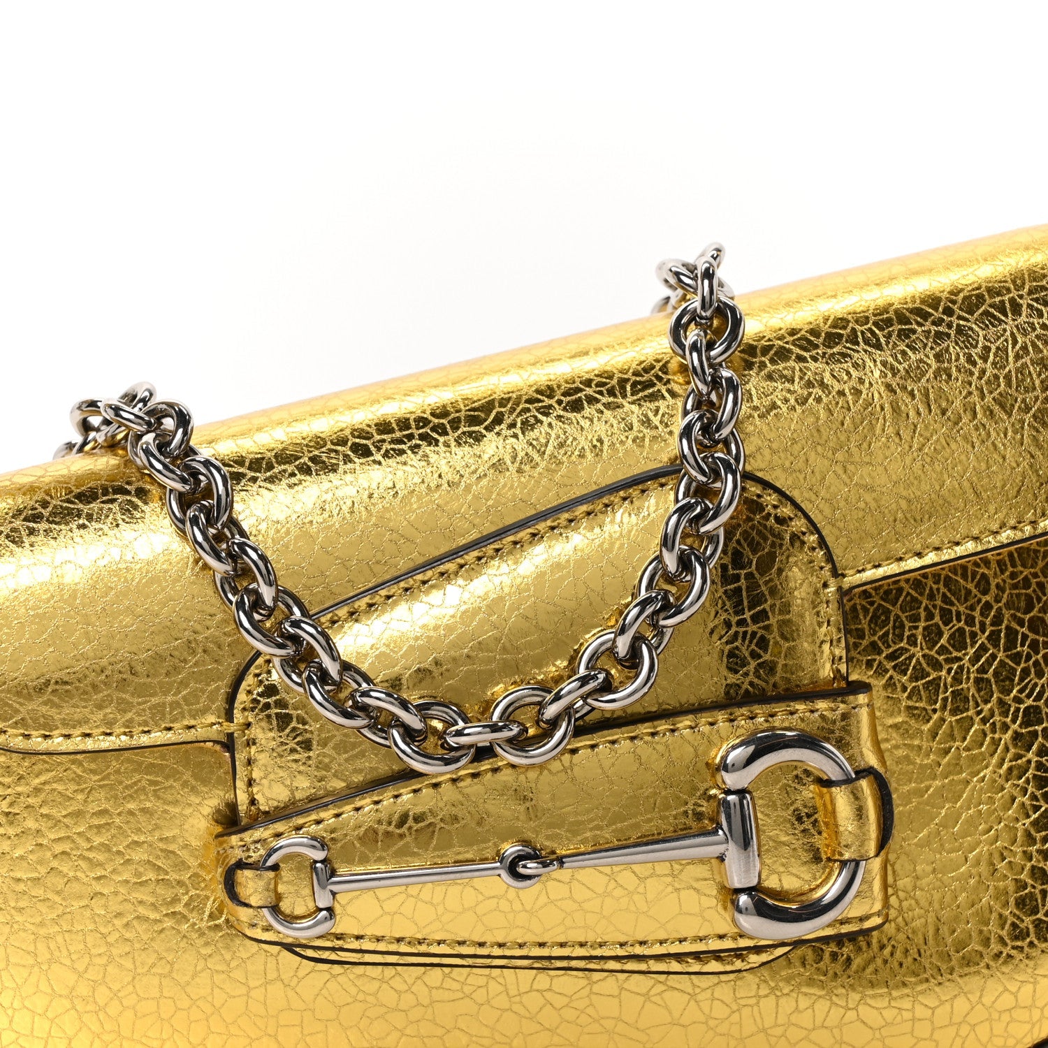 Metallic Calfskin Mini Horsebit 1955 Asymmetric Shoulder Bag Gold