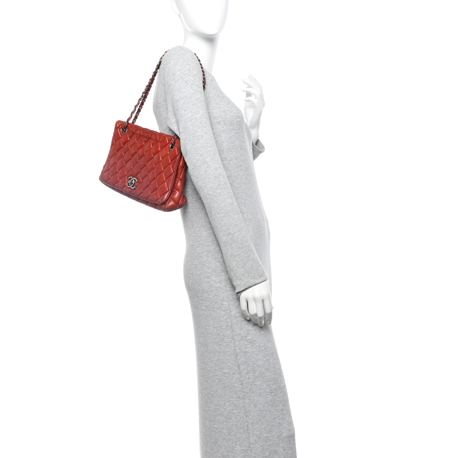 Lambskin Large New Bubble Flap Red