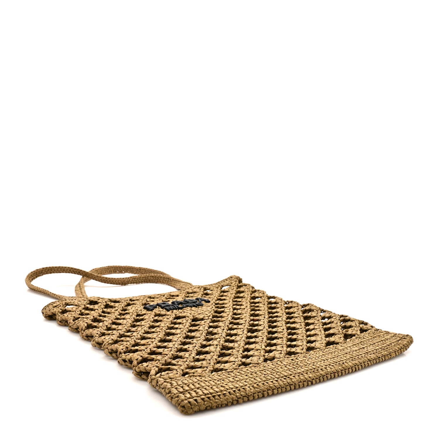 Yarn Raffia Effect Embroidered Logo Tote Oliva
