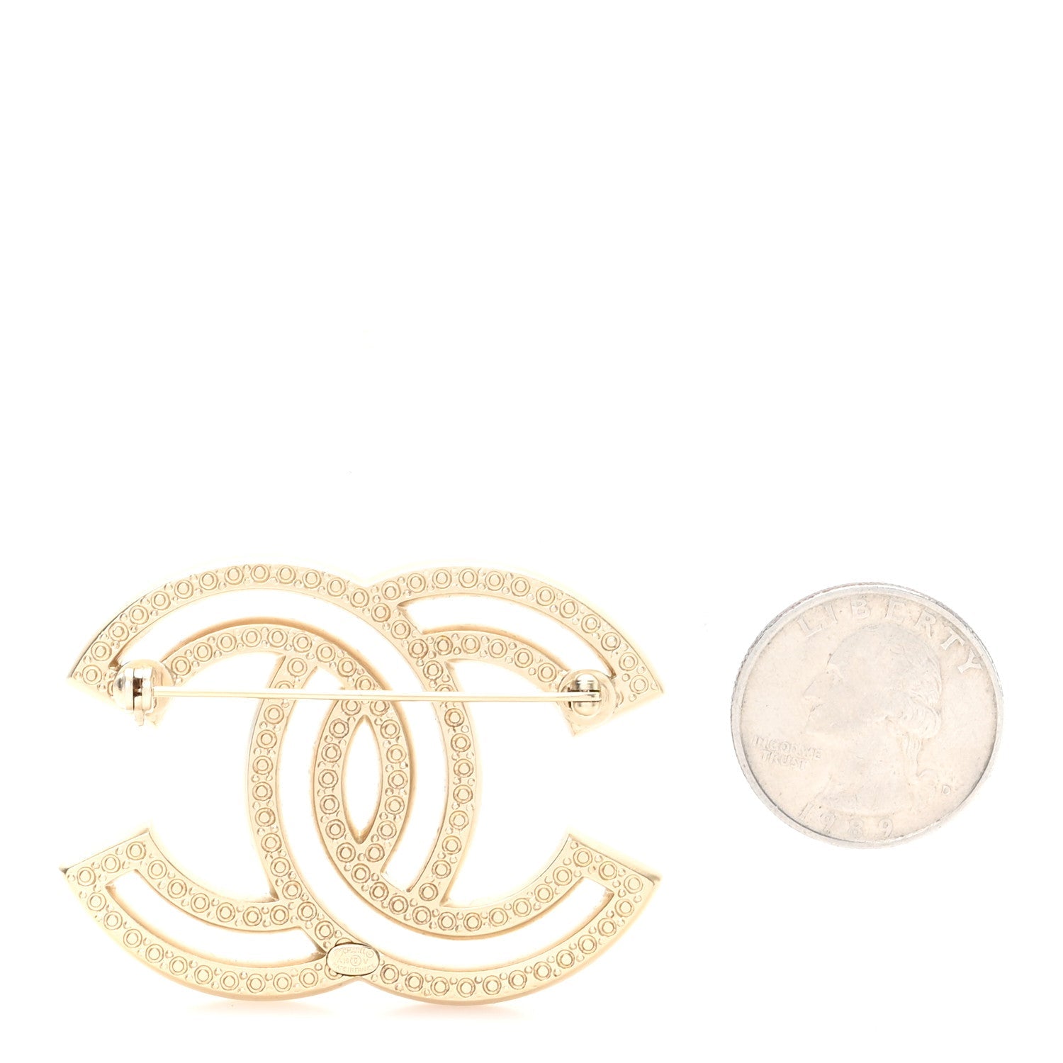Crystal CC Brooch Gold