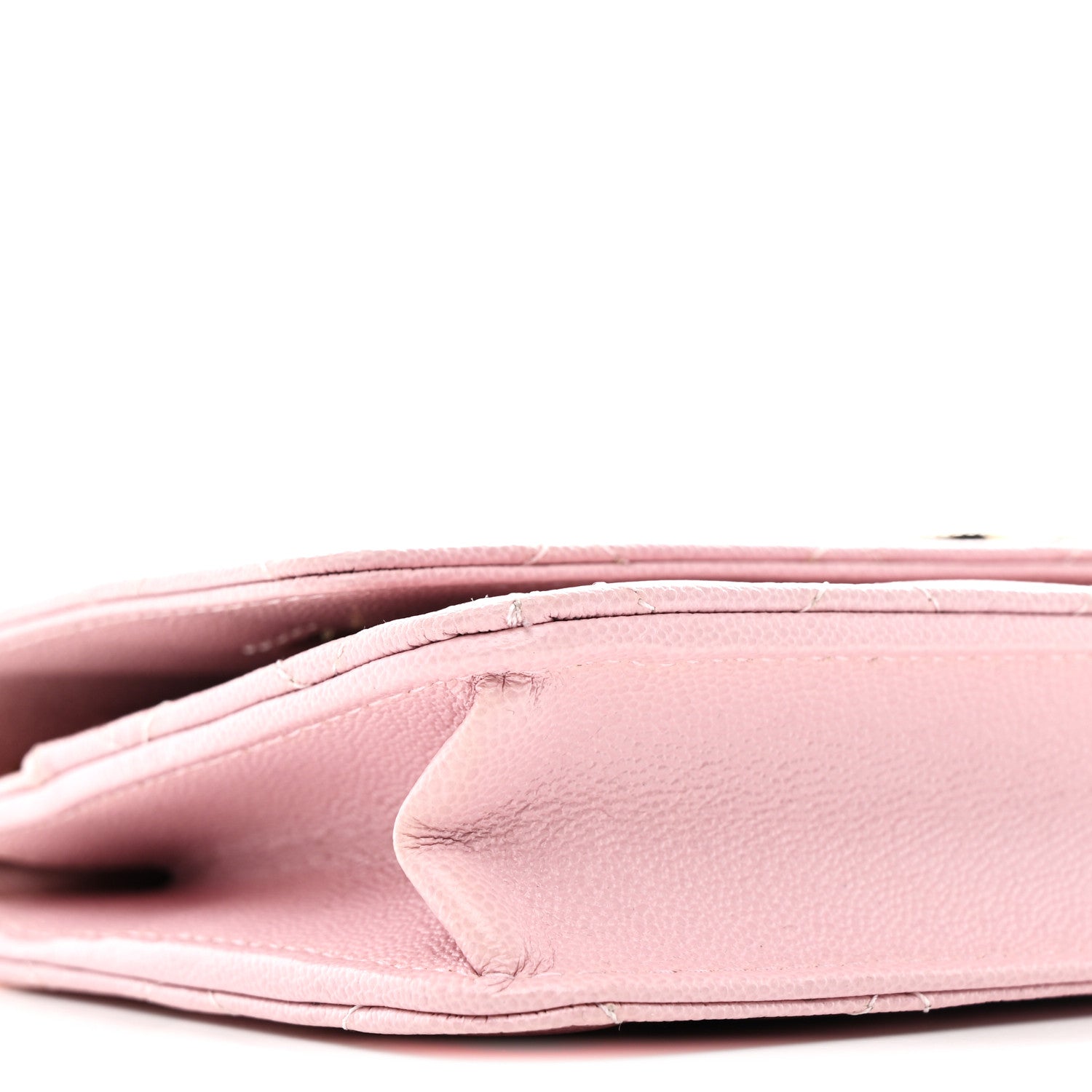 Caviar Quilted Studded CC Wallet on Chain WOC Light Pink