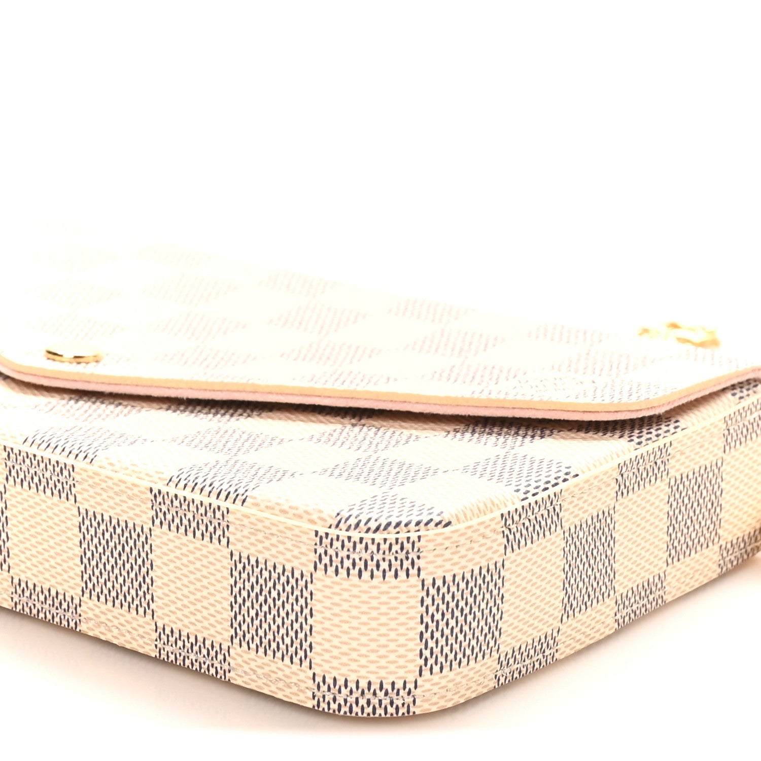 Damier Azur Pochette Felicie Chain Wallet Rose Ballerine