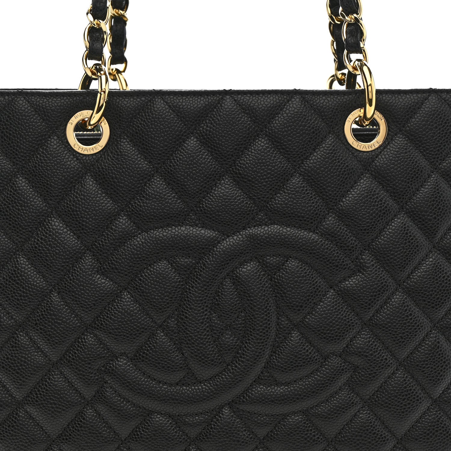 Caviar Quilted Grand Shopping Tote GST Black