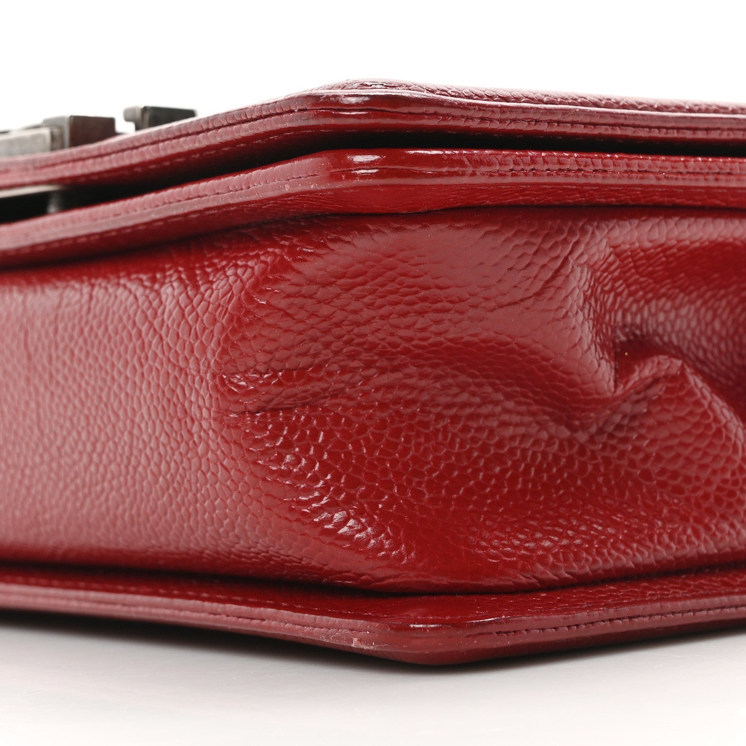 Caviar Quilted Small Boy Flap Dark Red