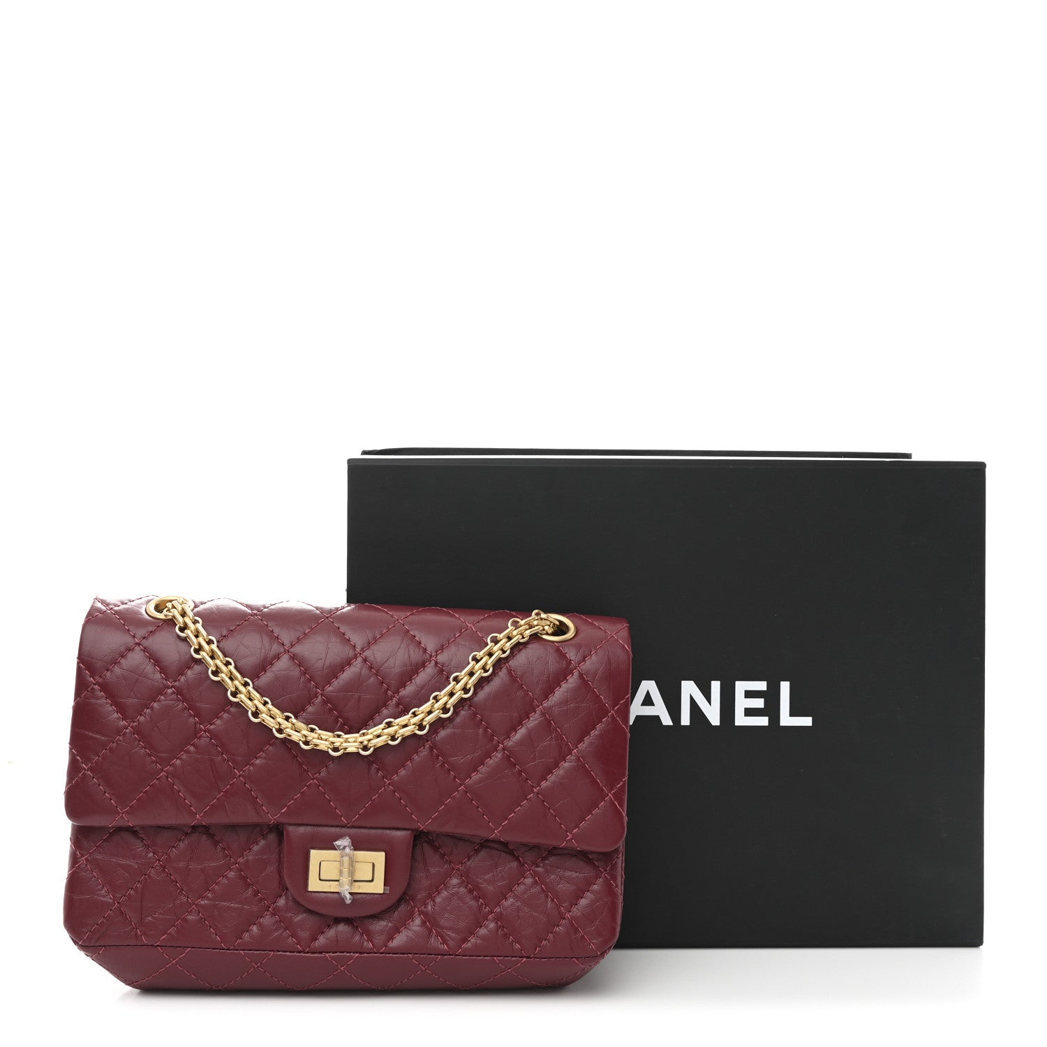 Aged Calfskin Quilted 2.55 Reissue 225 Flap Burgundy