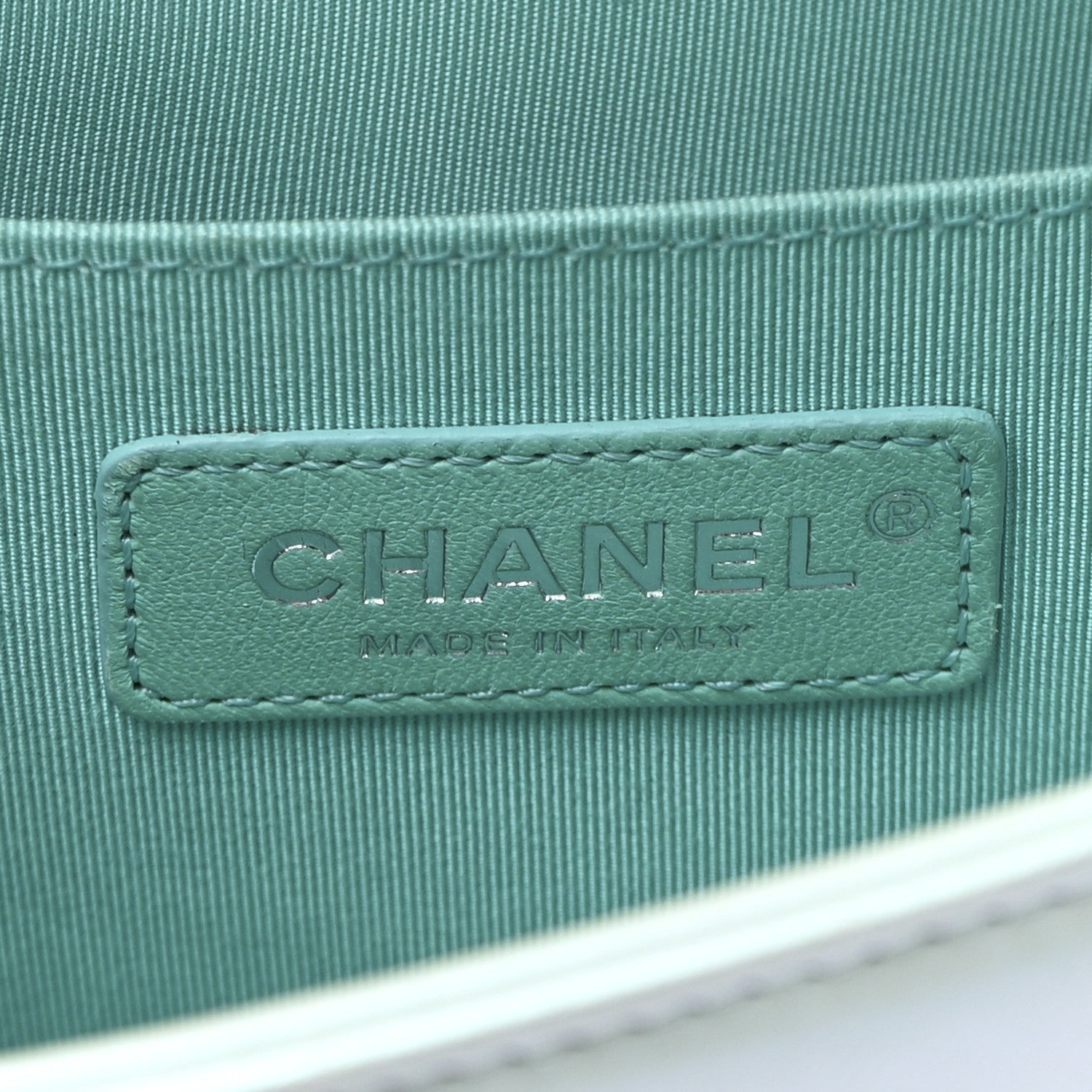 Iridescent Lambskin Chevron Quilted Medium Boy Flap Turquoise