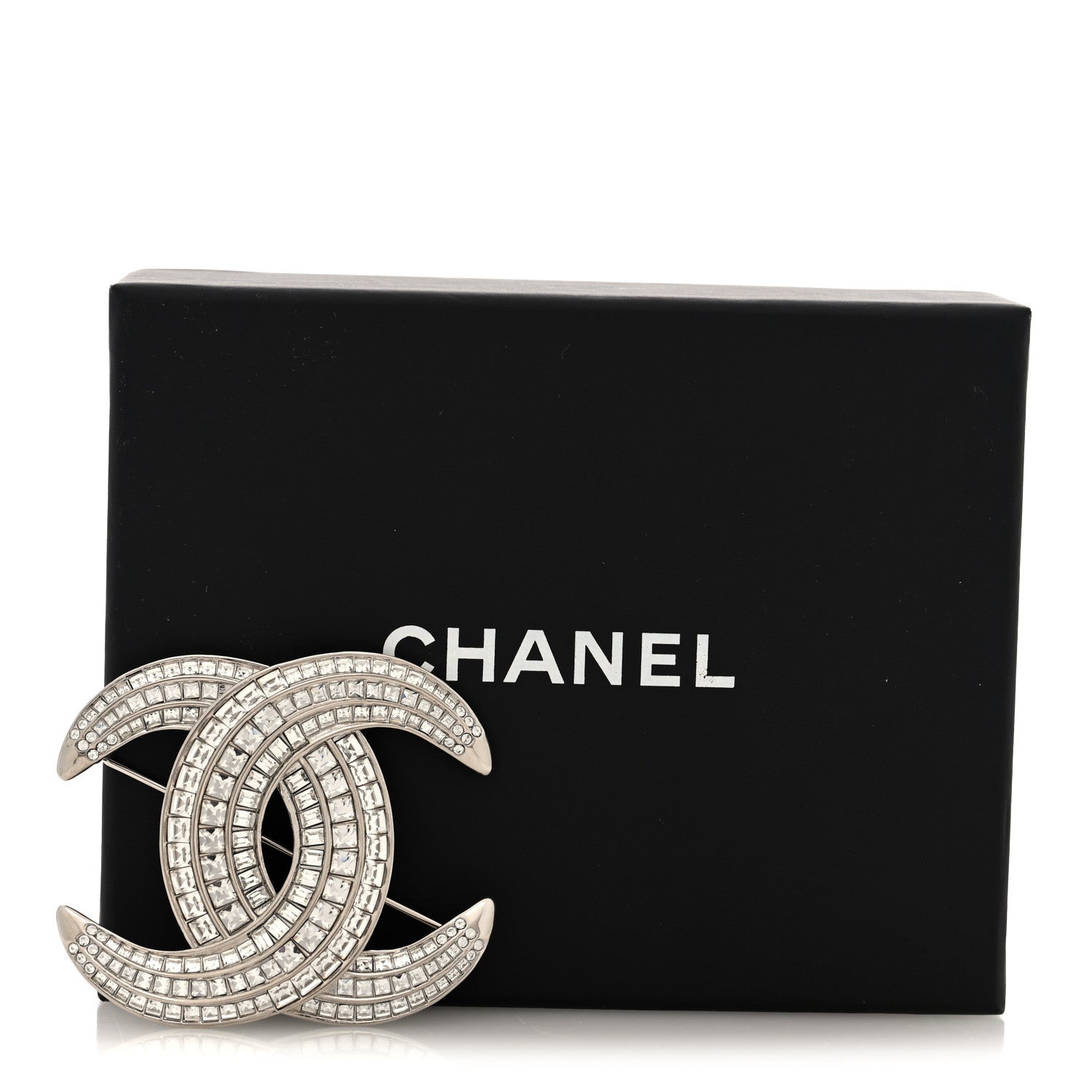 Baguette Crystal CC Brooch Silver