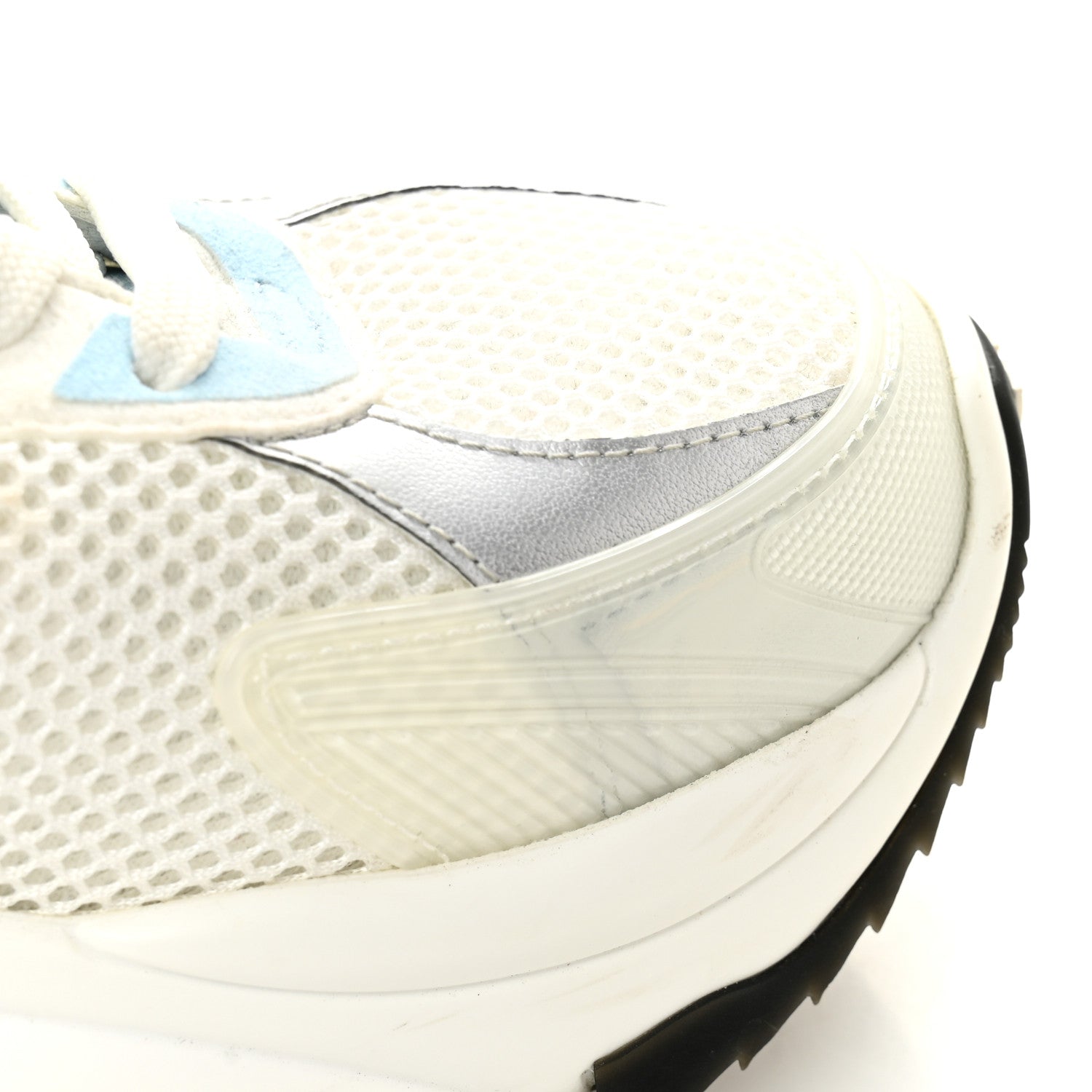 Patent Calfskin Technical Mesh Monogram Run 55 Sneakers 37 Bleu Clair