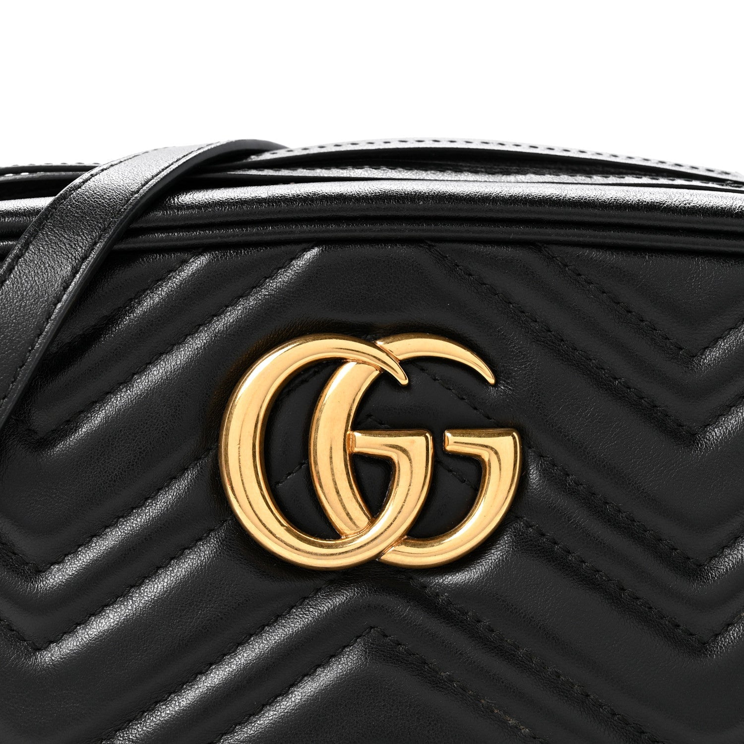 Calfskin Matelasse Small GG Marmont Chain Shoulder Bag Black