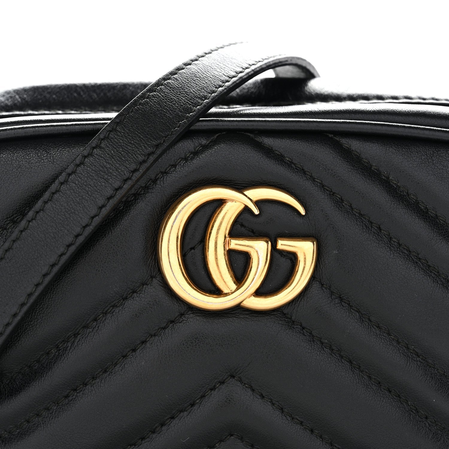 Calfskin Matelasse Mini GG Marmont Chain Shoulder Bag Black