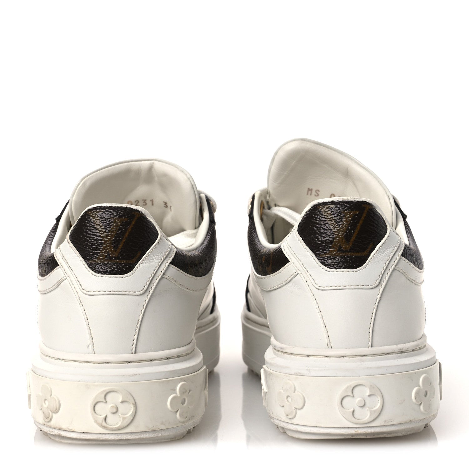 Calfskin Embossed Monogram Time Out Sneakers 36 White