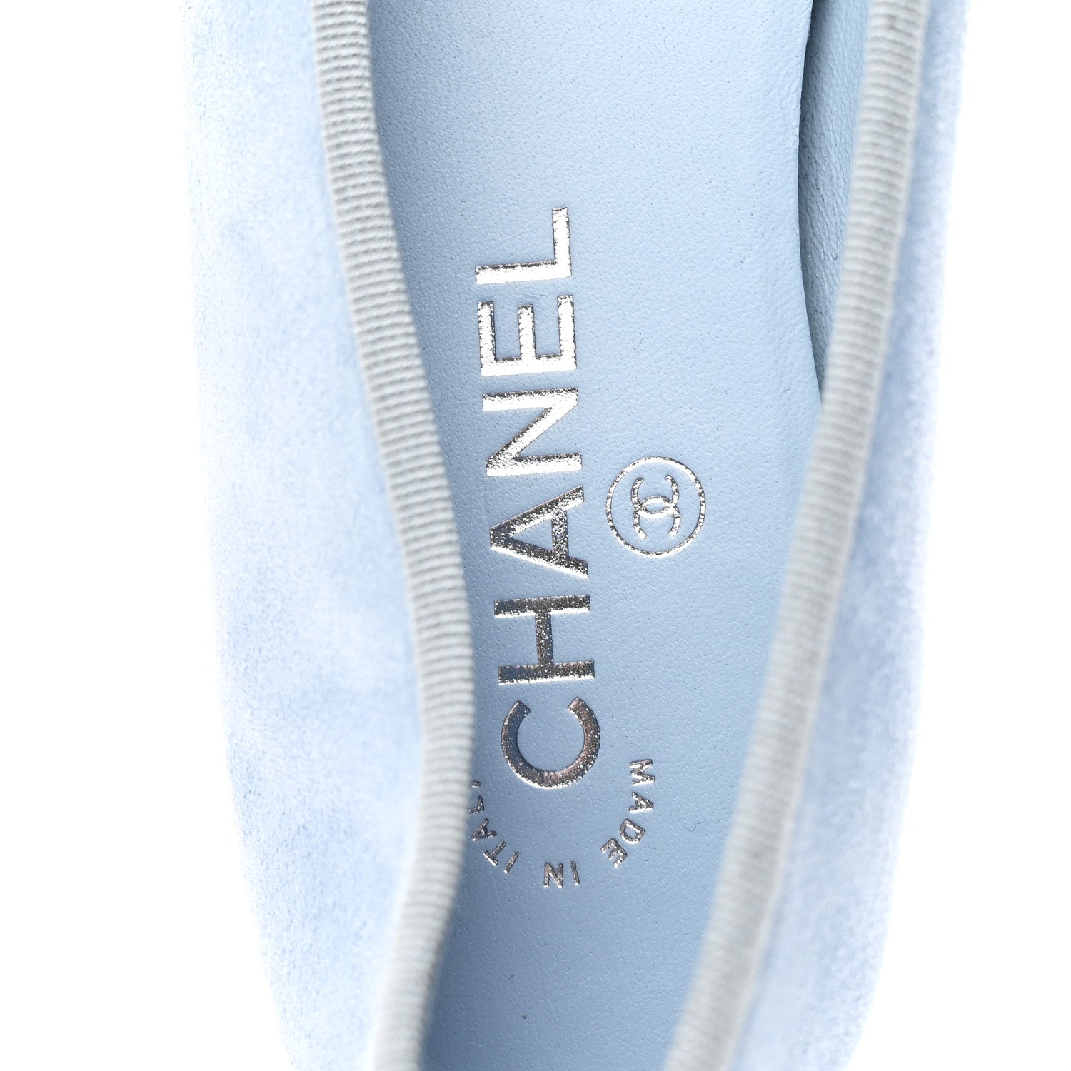 Suede Calfskin Cap Toe CC Ballerina Flats 40.5 Light Blue Turquoise