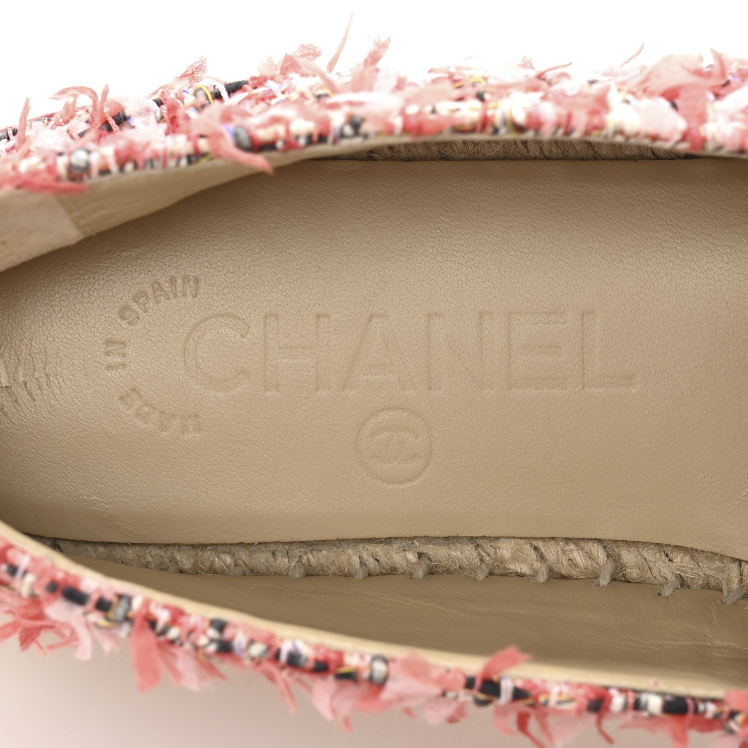 Tweed Grosgrain CC Espadrilles 36 Coral Red Pink Black