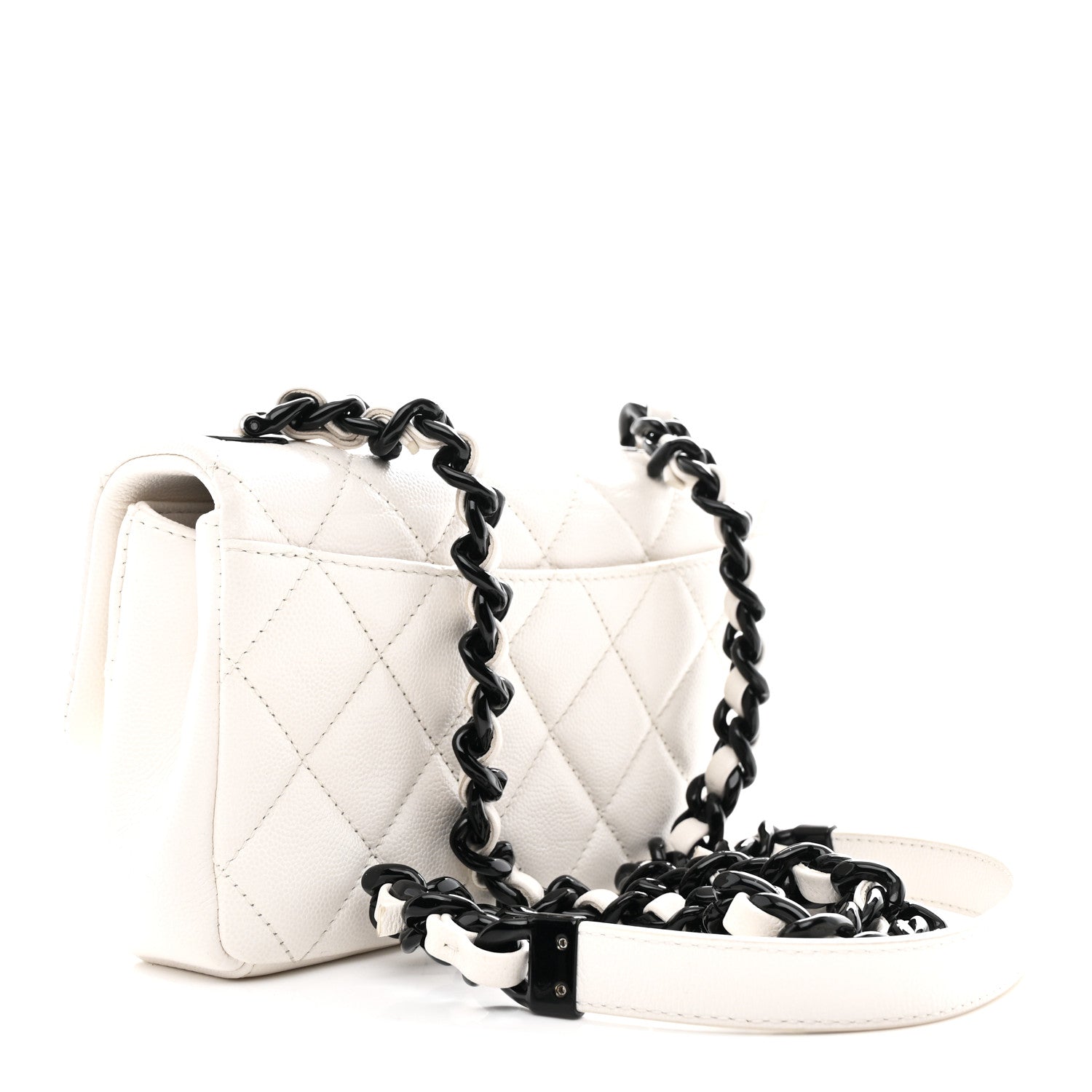 Caviar Quilted My Everything Small Flap White Black