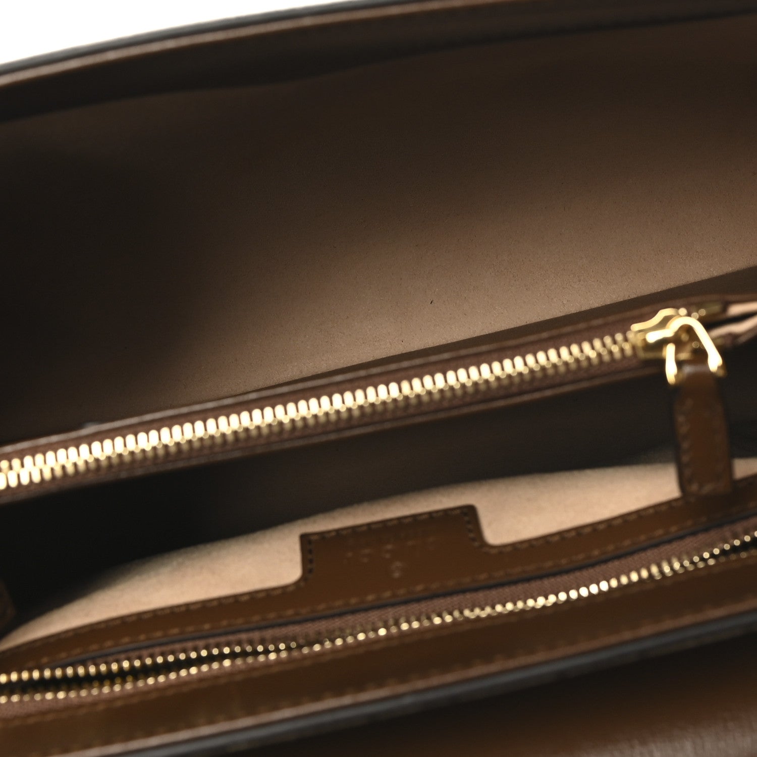 GG Supreme Monogram Calfskin Medium Horsebit 1955 Top Handle Bag Beige Ebony Brown Sugar