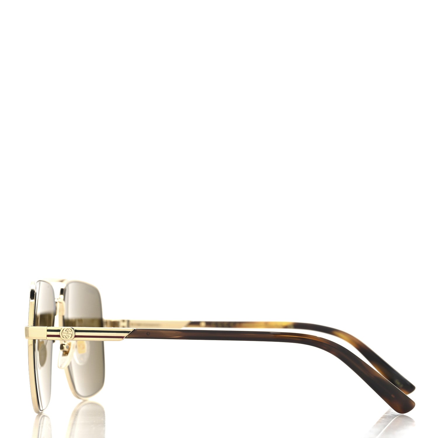 Metal Rectangular Frame Sunglasses GG1289S Gold Havana