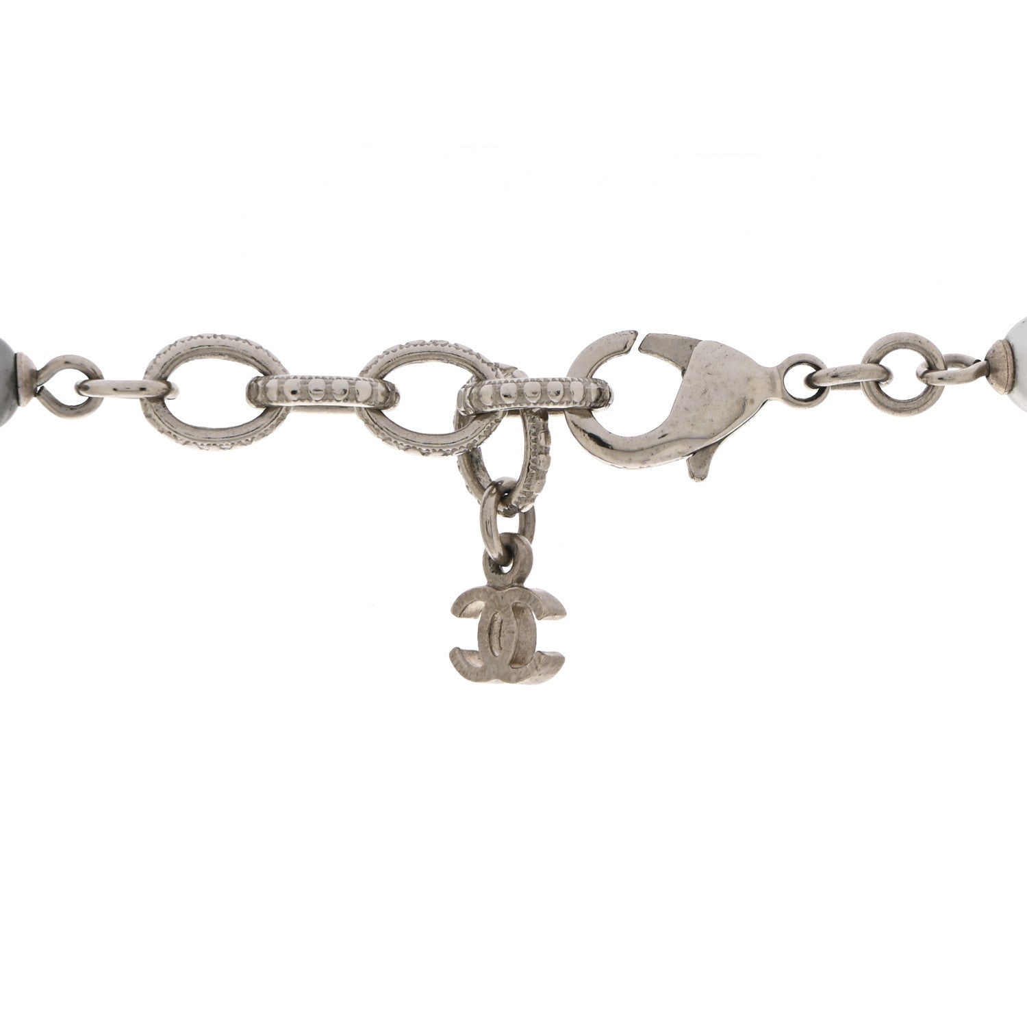 Pearl Crystal CC Choker Necklace Silver Pearly White