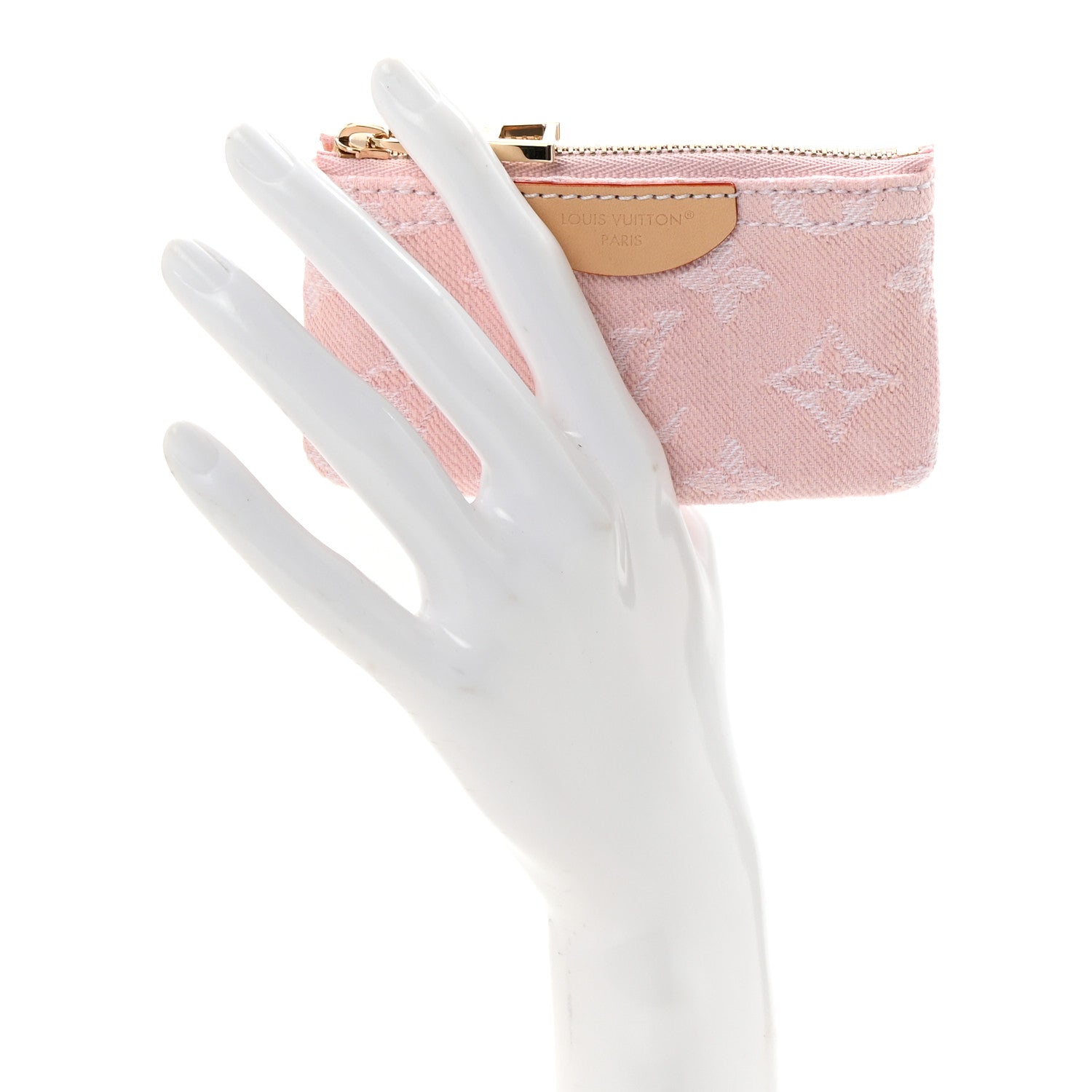 Monogram Denim Key Pouch Washed Pink