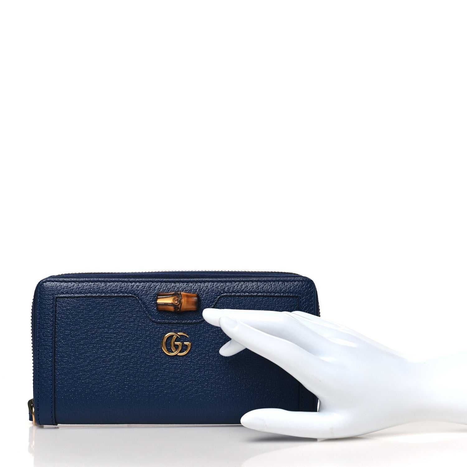 Wonka Grain Calfskin Diana Zip Around Continental Wallet Navy