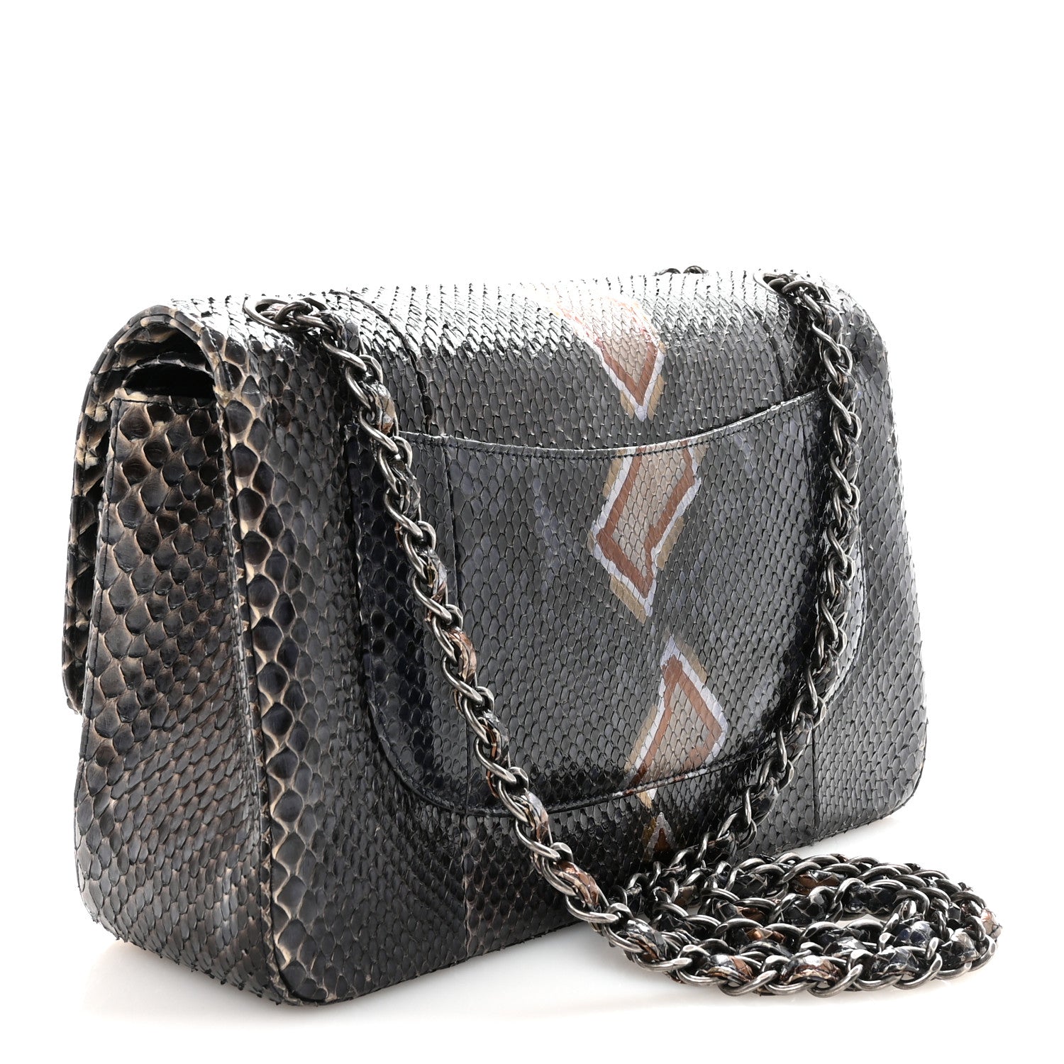 Metallic Snakeskin Jumbo Double Flap Blue