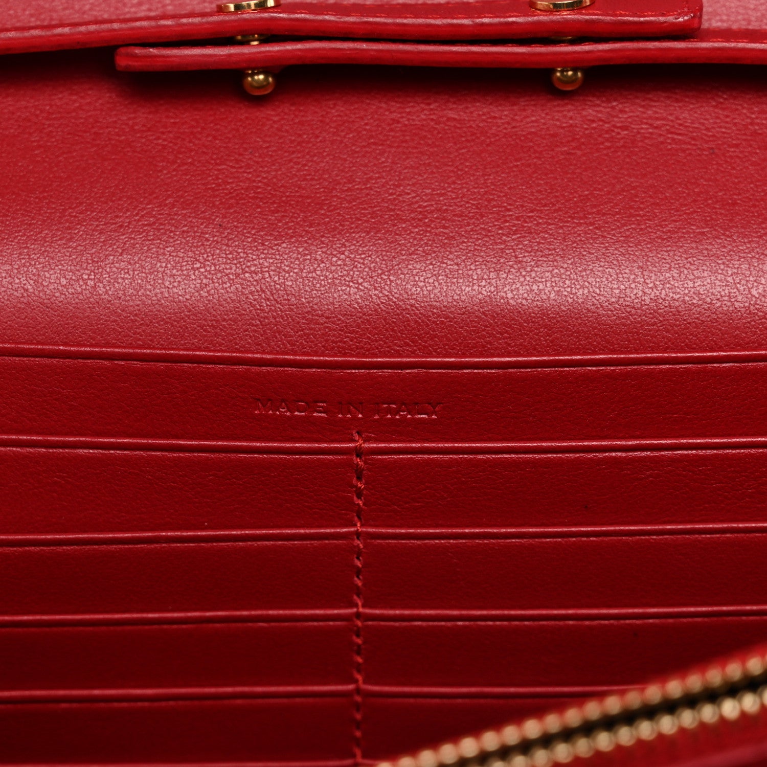 Calfskin Crocodile Embossed Monogram Chain Wallet New Lipstick Red
