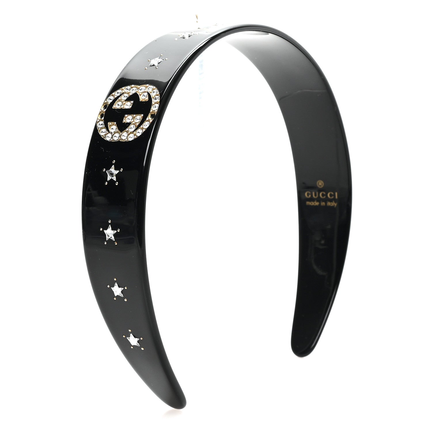 Resin Crystal Interlocking G Headband Black