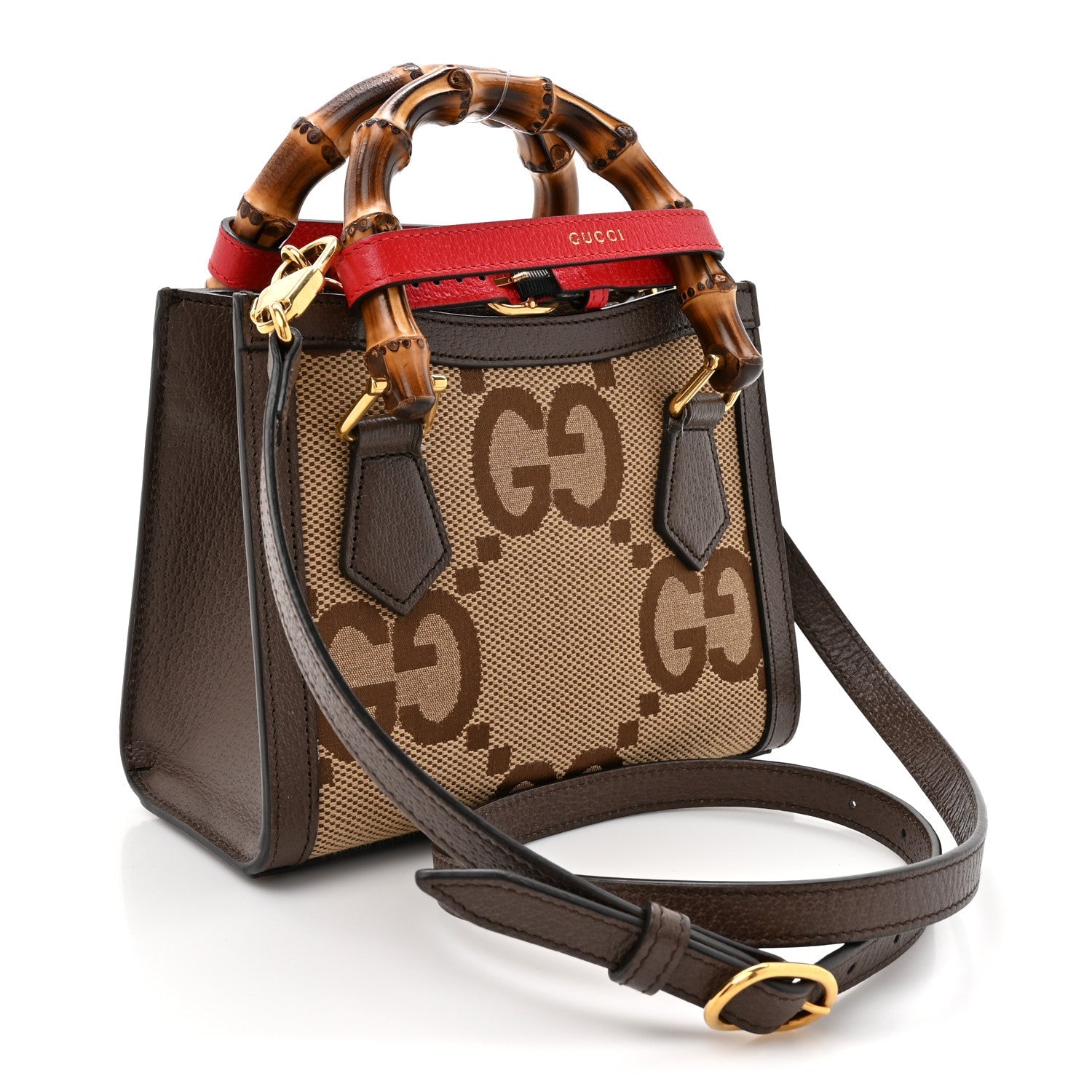 Monogram Jumbo GG Textured Dollar Calfskin Mini Diana Tote Bag Camel Ebony New Acero Pomegranate Red