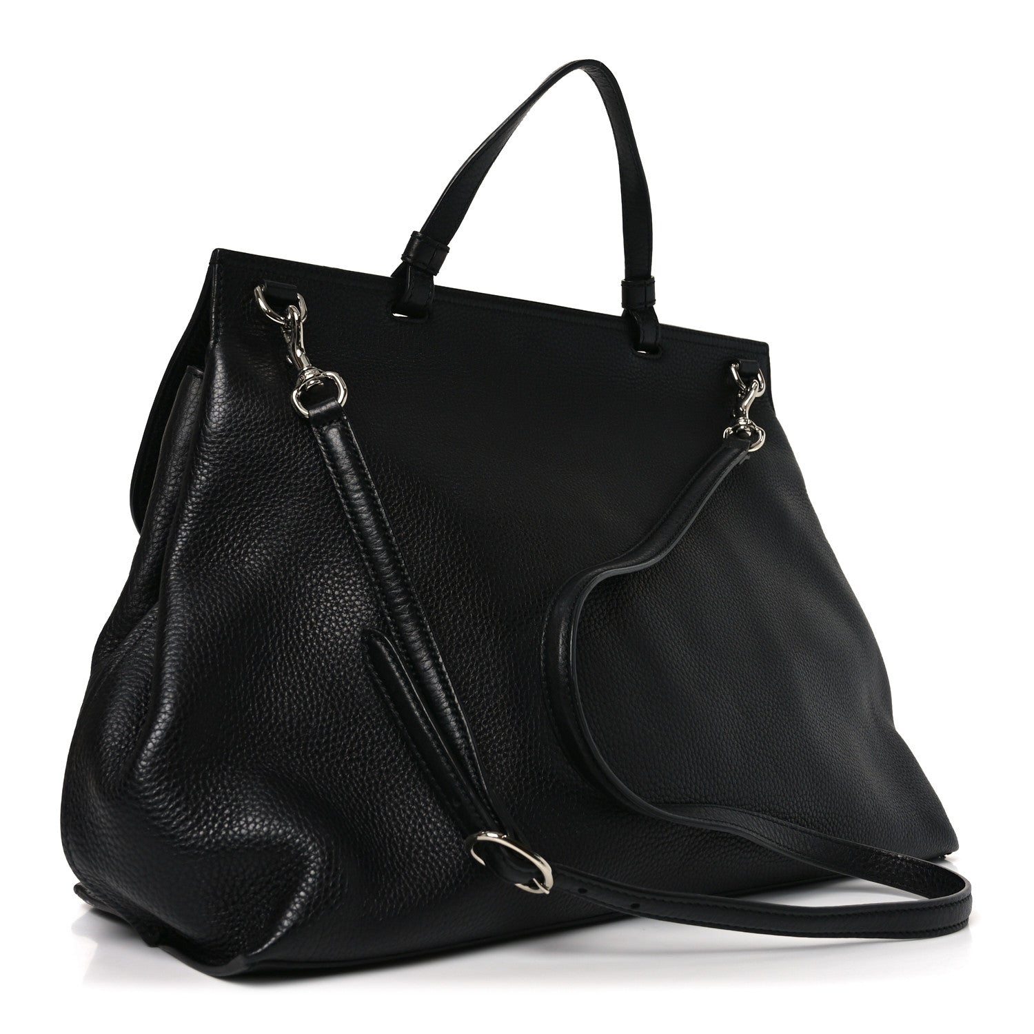 Cellarius Calfskin Large Bamboo Daily Top Handle Bag Black