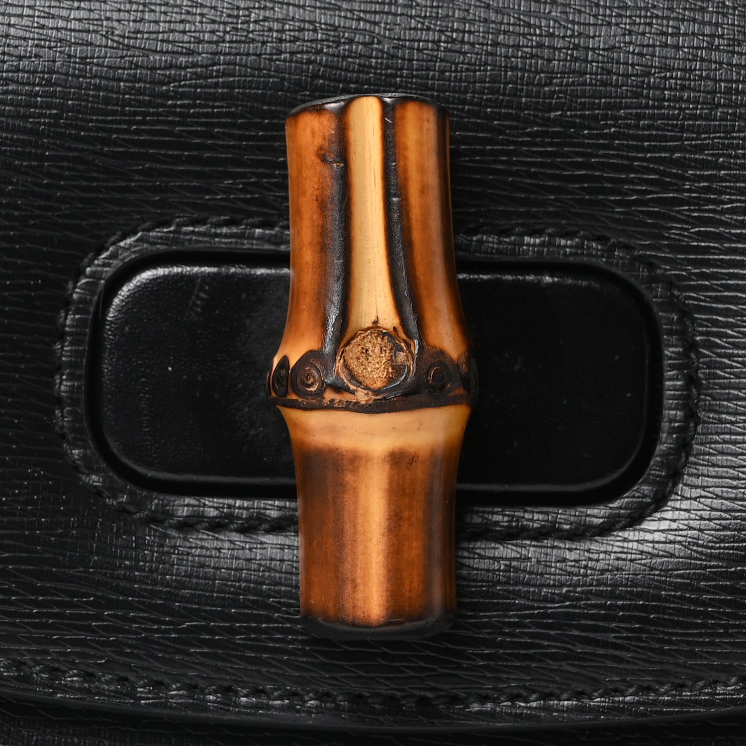 Shangai Calfskin Small Classic Bamboo Top Handle Bag Black