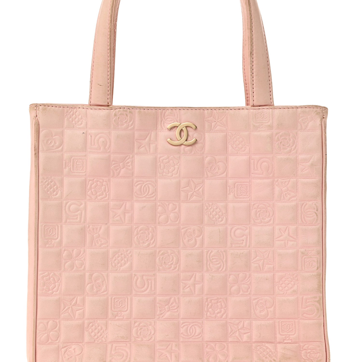 Lambskin Precious Symbols Shopping Tote Pink