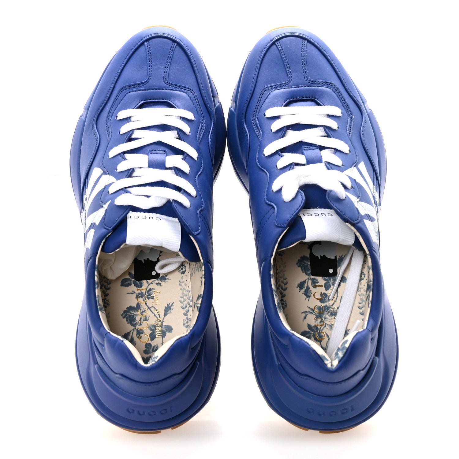 X MLB Calfskin NY Yankees Mens Rhyton Sneakers 8 Electric Blue