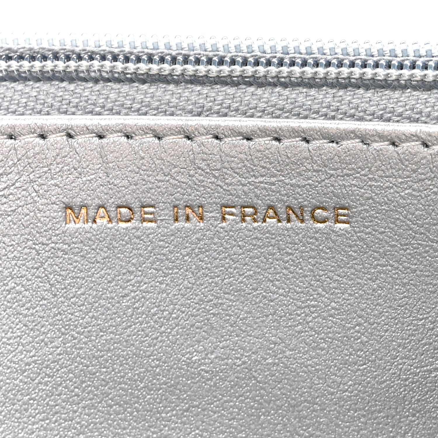 Iridescent Goatskin Quilted Wallet On Chain WOC Silver