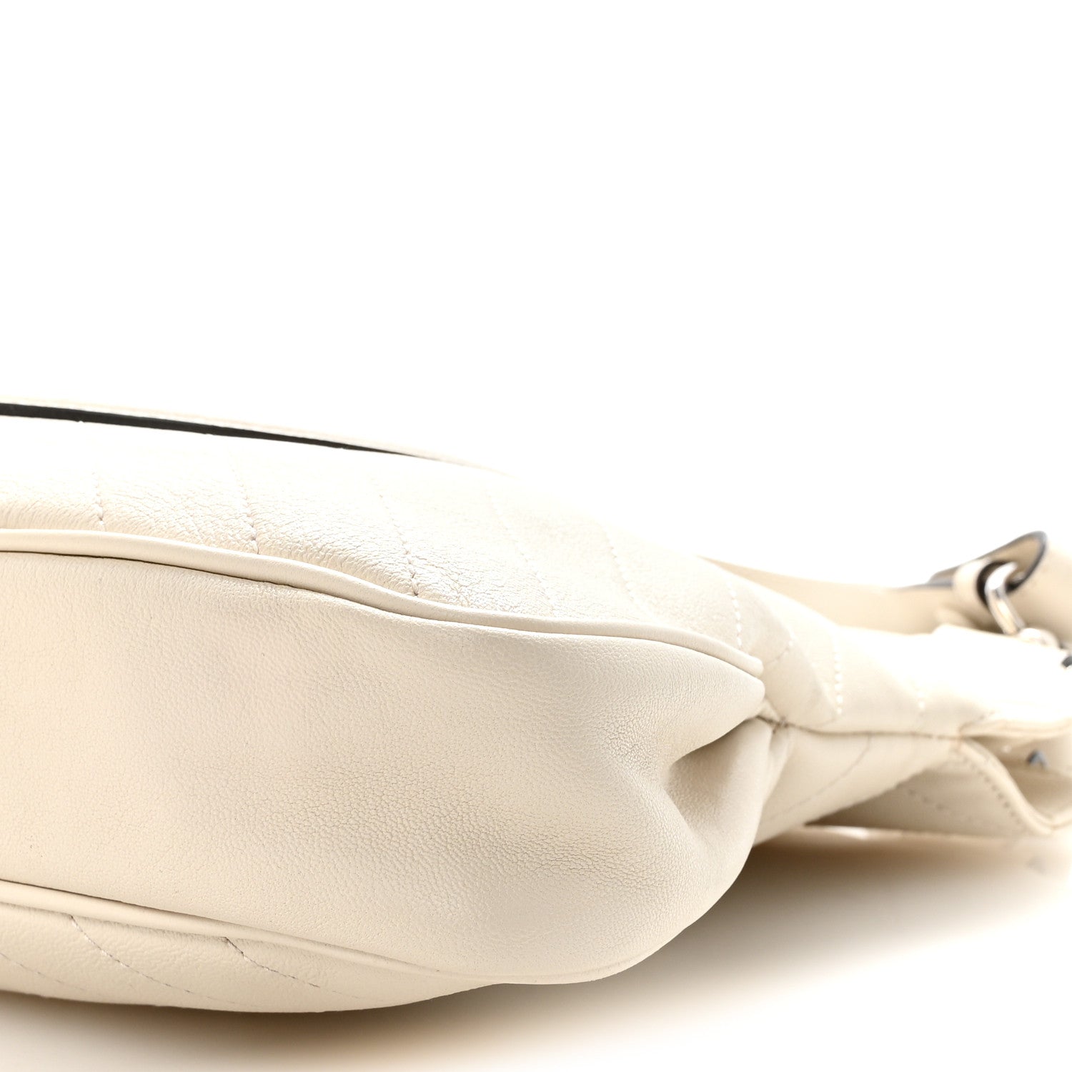 Sakai Be Green Calfskin Diagonal Stitched Small Blondie Tote Mystic White