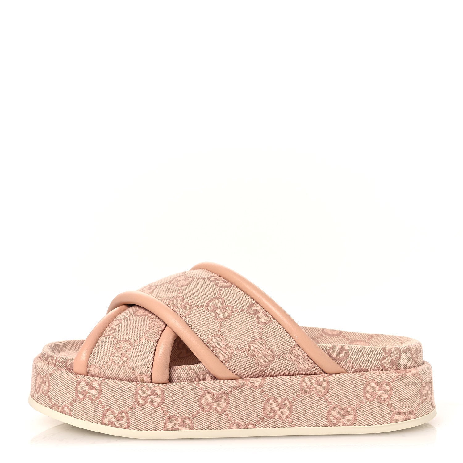 Monogram GG Calfskin Angelina Platform 55mm Slide Sandals 36.5 Light Pink