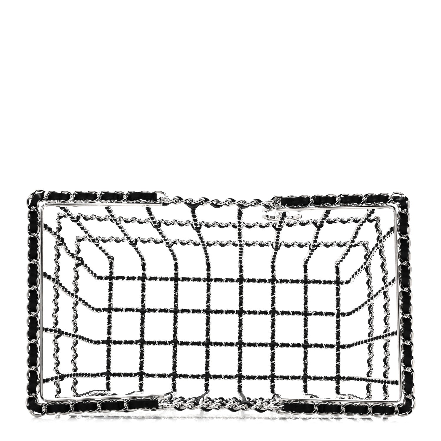 Brass Calfskin Medium Grocery By Chanel Shopping Basket Silver