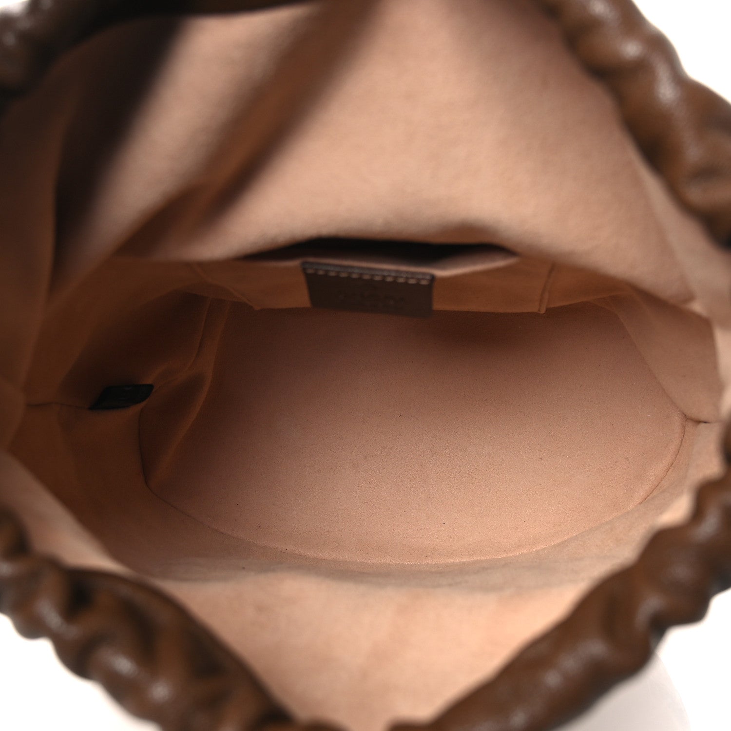 Monogram Textured Calfskin Horsebit 1955 Drawstring Bucket Bag Beige Brown Sugar