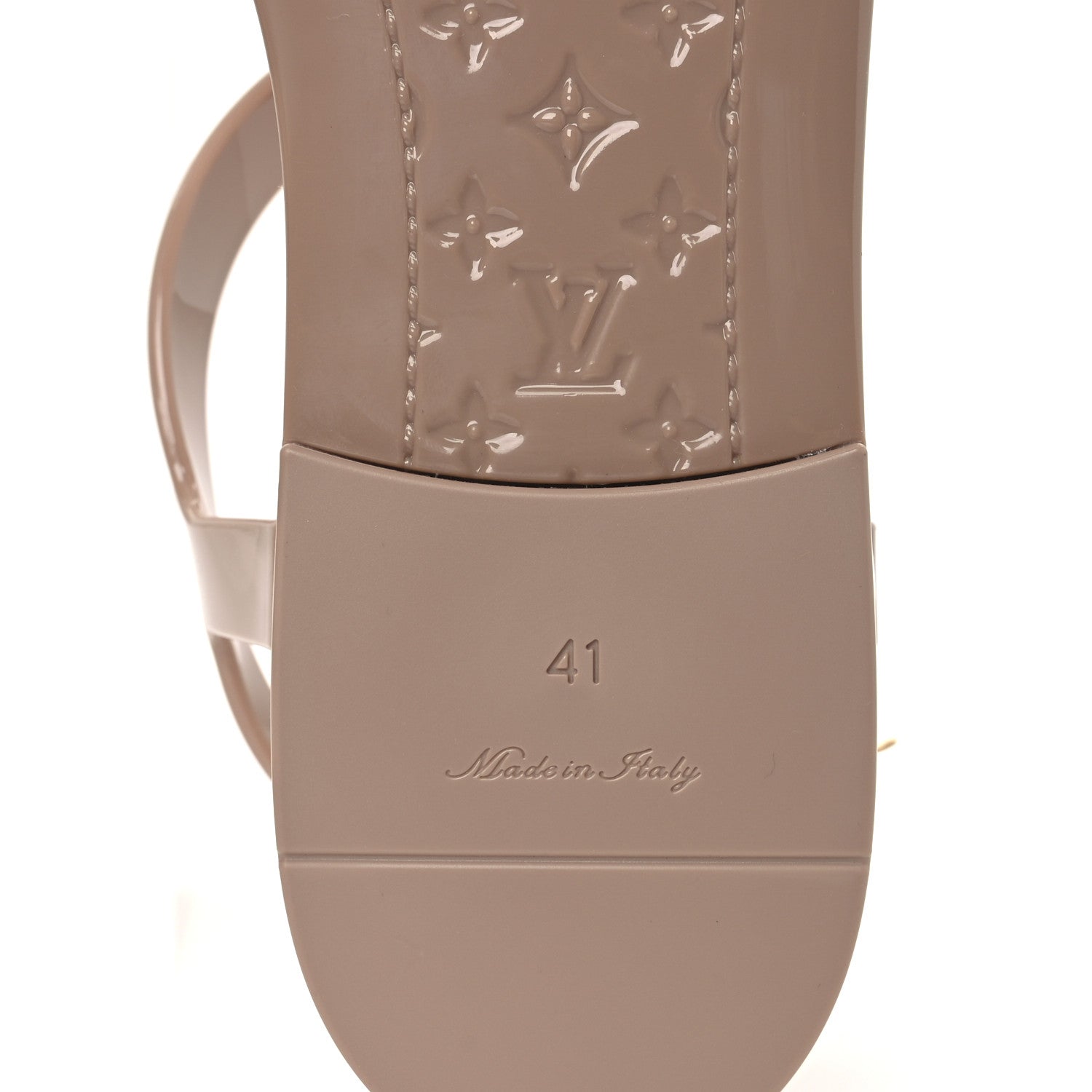 Rubber Bikini Thong Flat Sandals 41 Beige