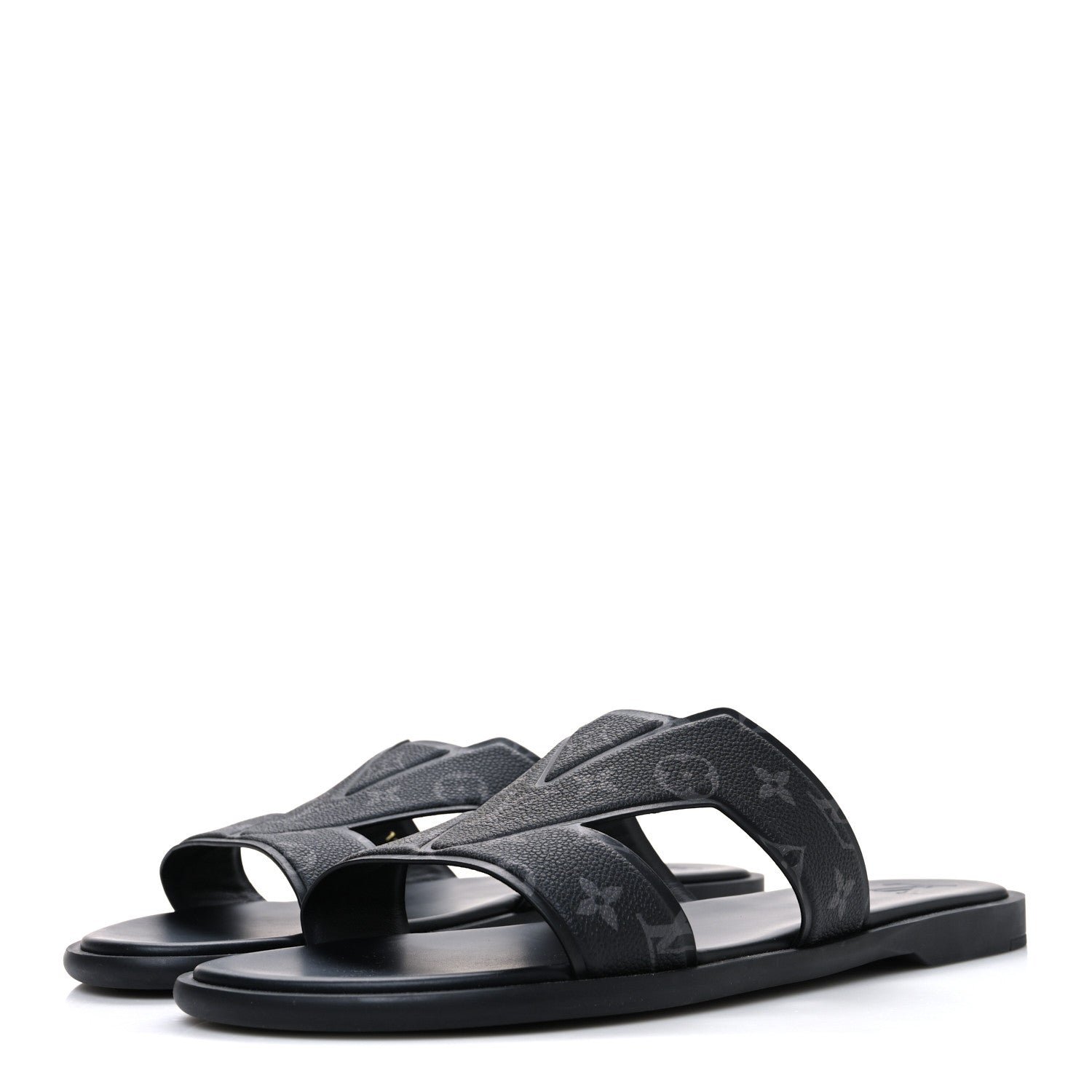 Monogram Eclipse Calfskin Mens LV Oasis Mules 12 Black