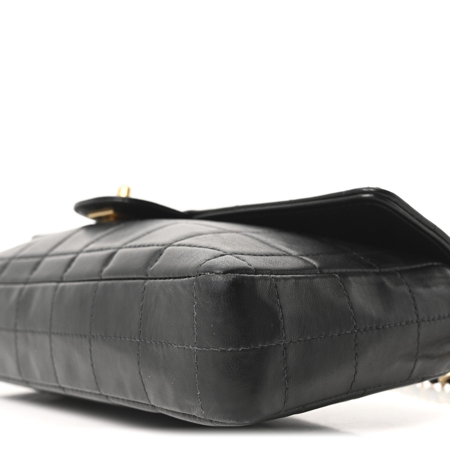 Lambskin East West Chocolate Bar Flap Black