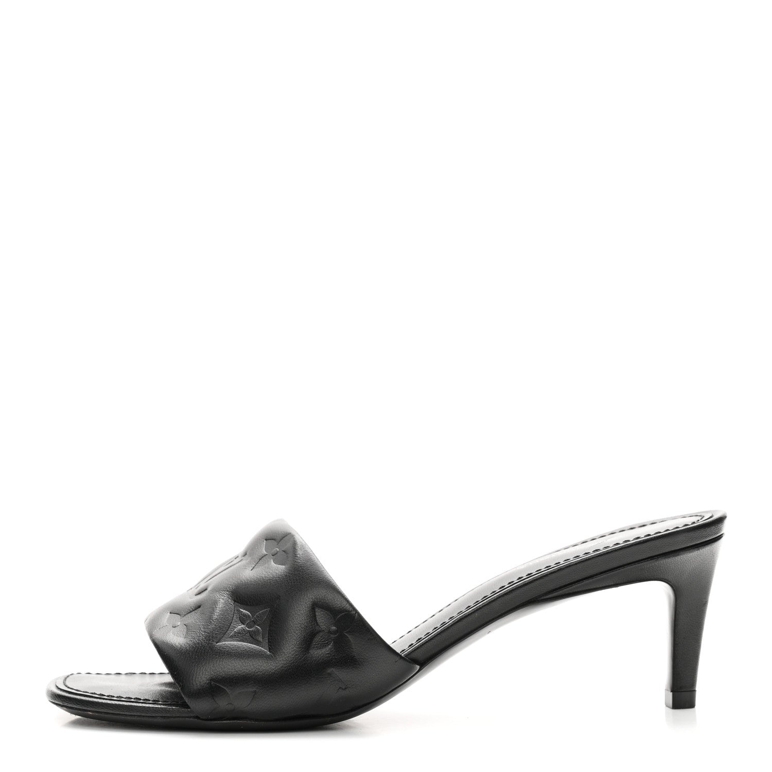 Lambskin Embossed Monogram Revival Mid Heel Mules 37 Black