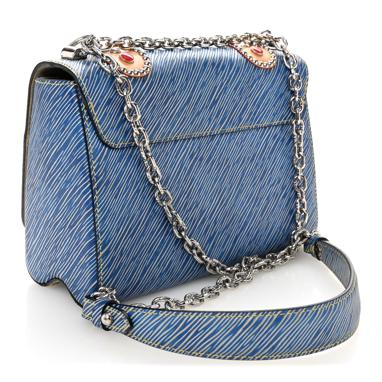 Epi Studded Twist Shoulder Bag MM Denim Light